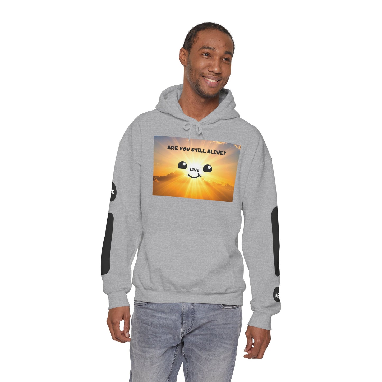 Smile Face Hoodie — "Are You Still Alive?" Sunrise Graphic Hooded Sweatshirt