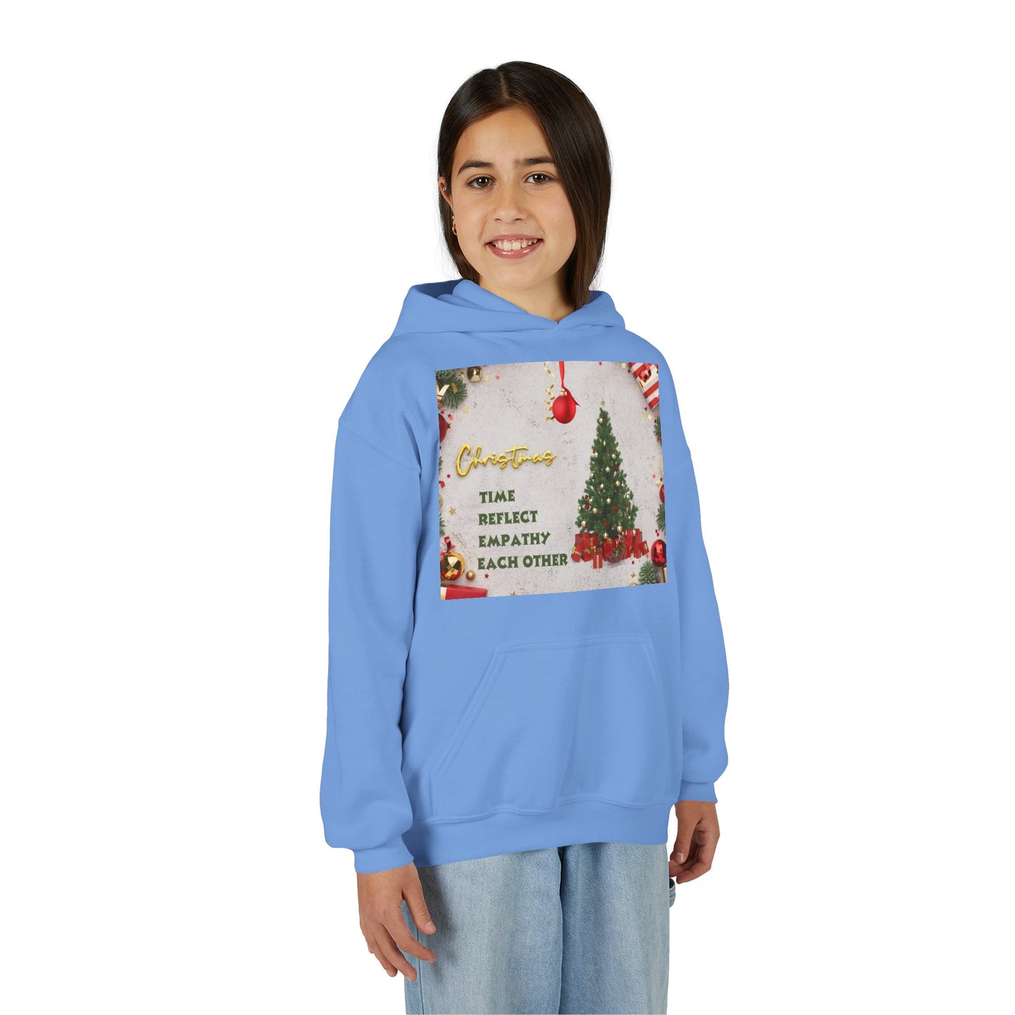 Youth Hooded Sweatshirt - Christmas Cheer, Cozy Holiday Gift, Festive Sweatshirt for Kids, Seasonal Wear, New Year Celebration