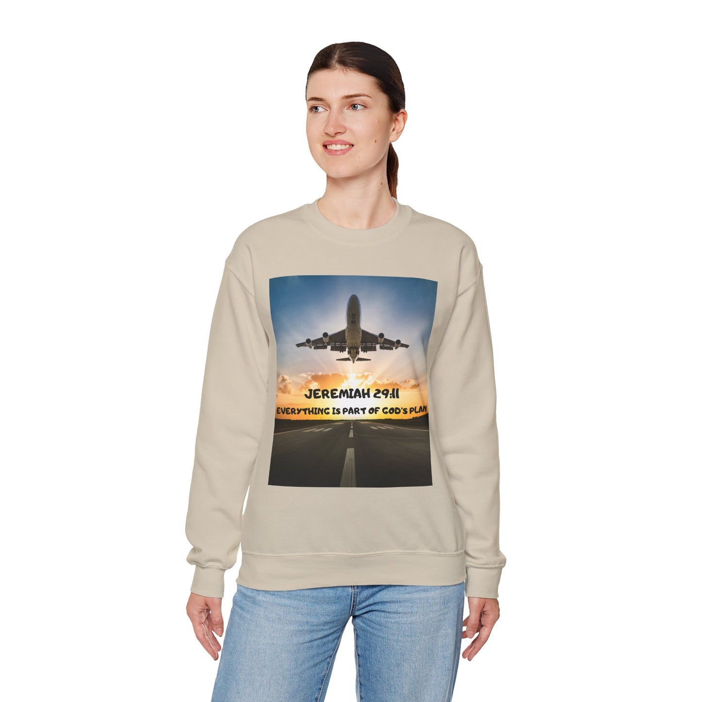 "Jeremiah 29:11 / Matthew 28:20" Christian Crewneck Inspirational Bible Verse Sweatshirt