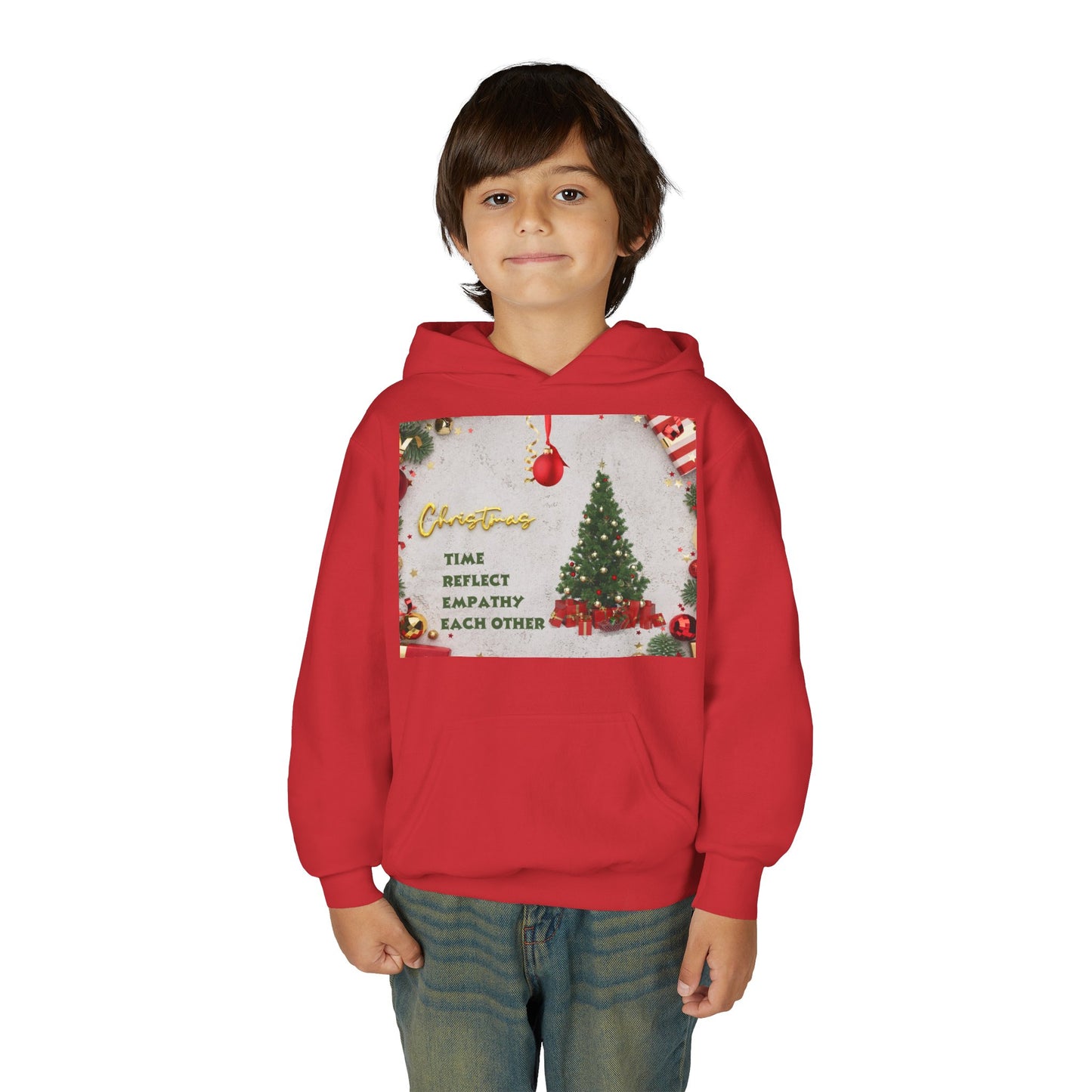 Youth Hooded Sweatshirt - Christmas Cheer, Cozy Holiday Gift, Festive Sweatshirt for Kids, Seasonal Wear, New Year Celebration