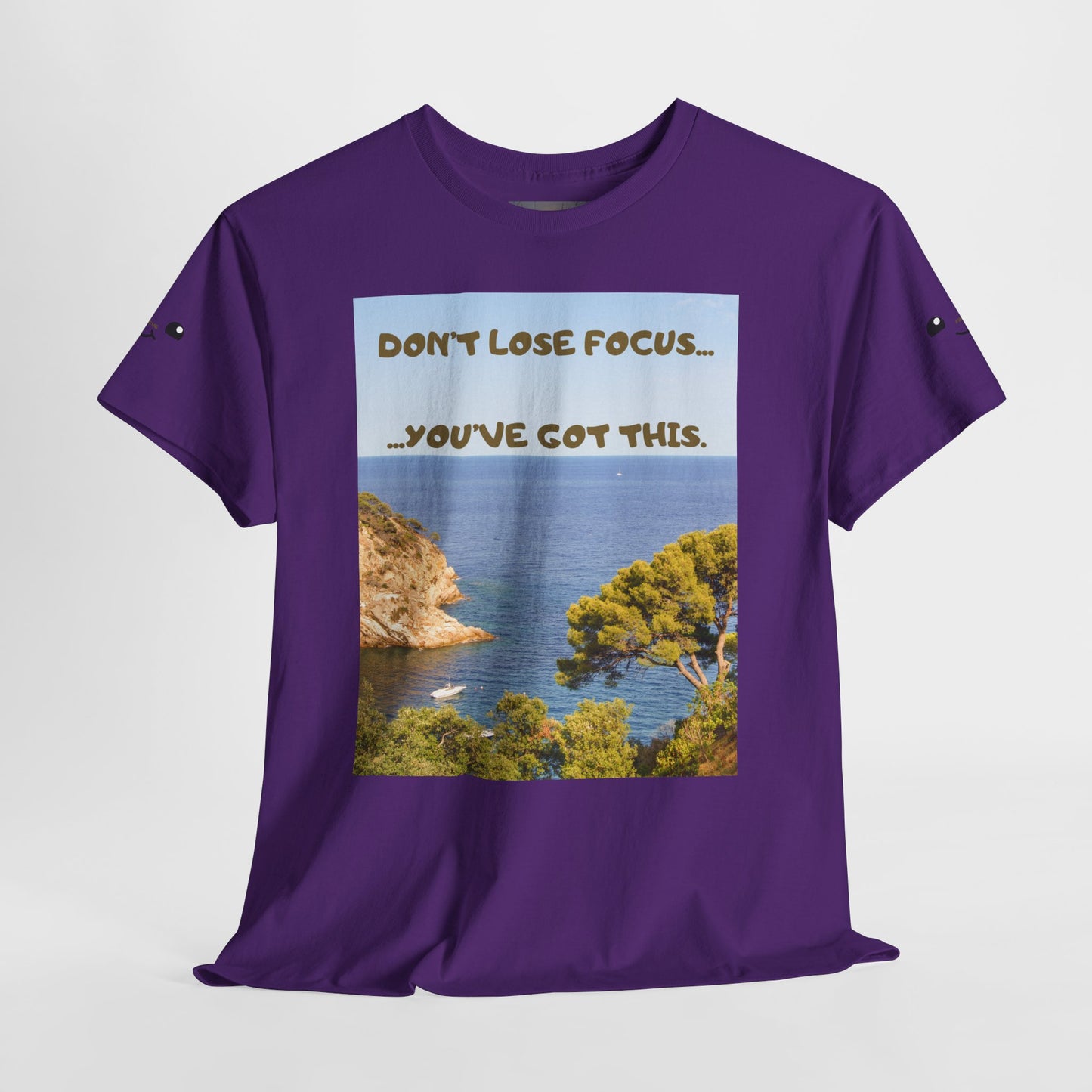 Motivational Tee — "Don't Lose Focus, You've Got This" Beach Graphic