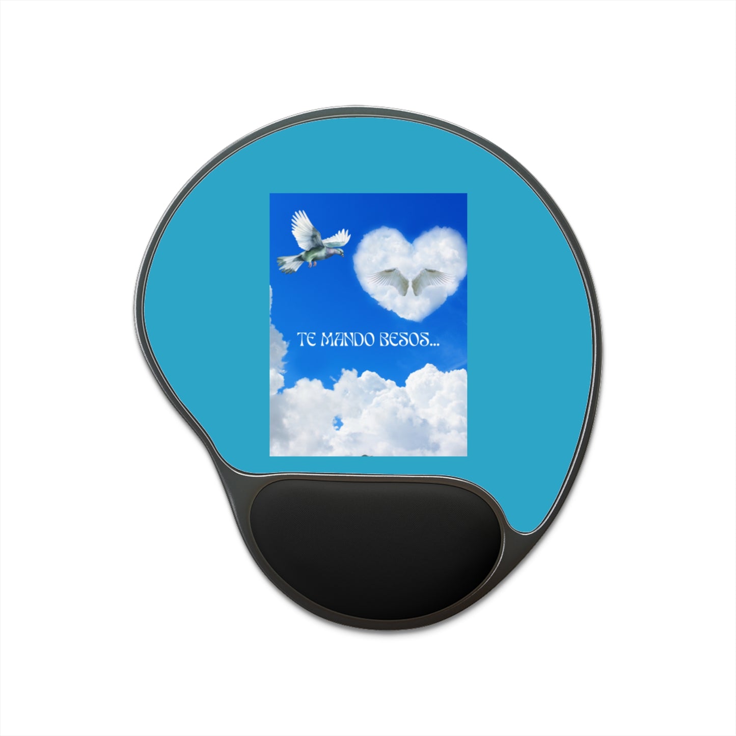 TE MANDO BESOS Mouse Pad with Wrist Rest, Inspirational Desk Accessory, Gift for Mom, Office Supplies, Self-Care Decor, Birthday Gift