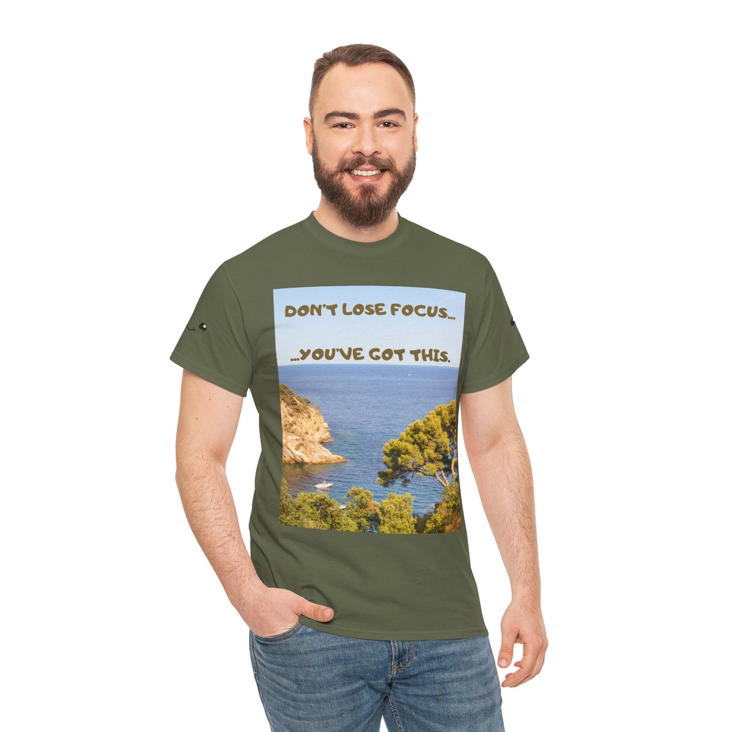 Motivational Tee — "Don't Lose Focus, You've Got This" Beach Graphic