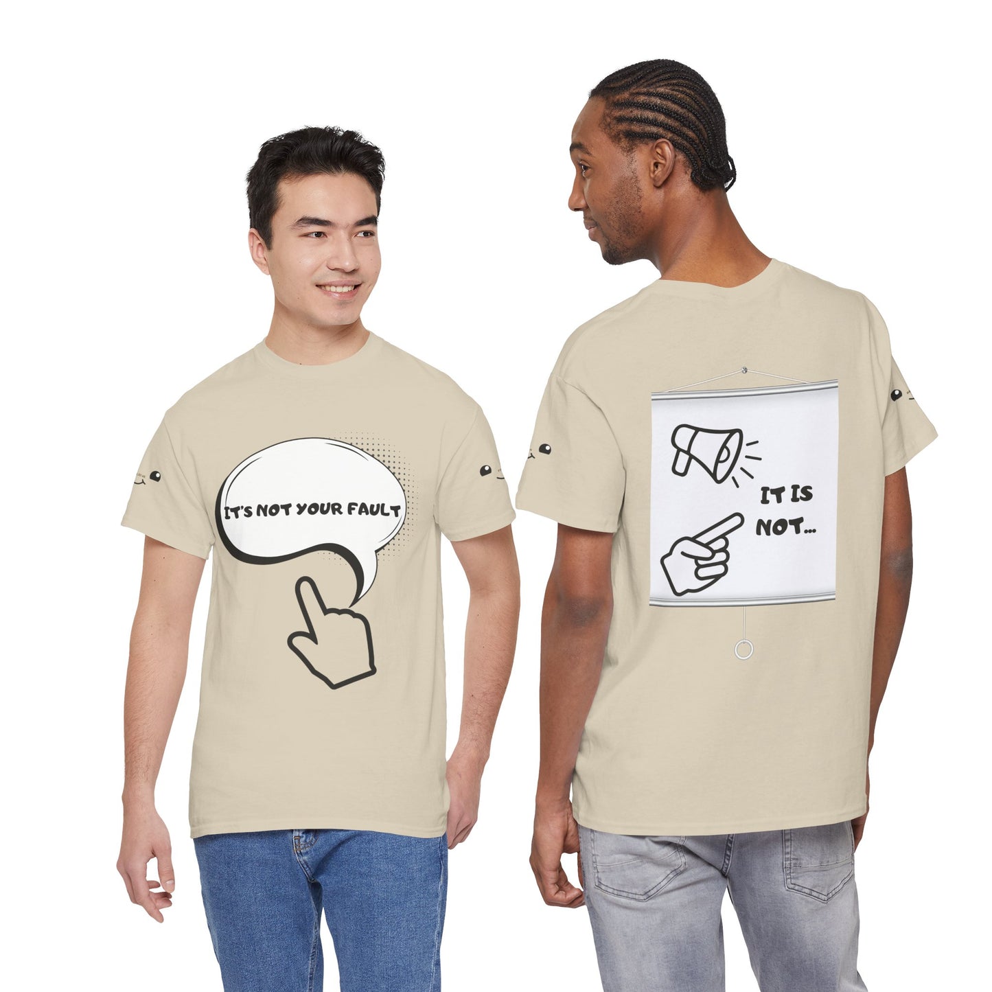 Graphic Tee — "It's Not Your Fault" Comic-Style Pointing Design
