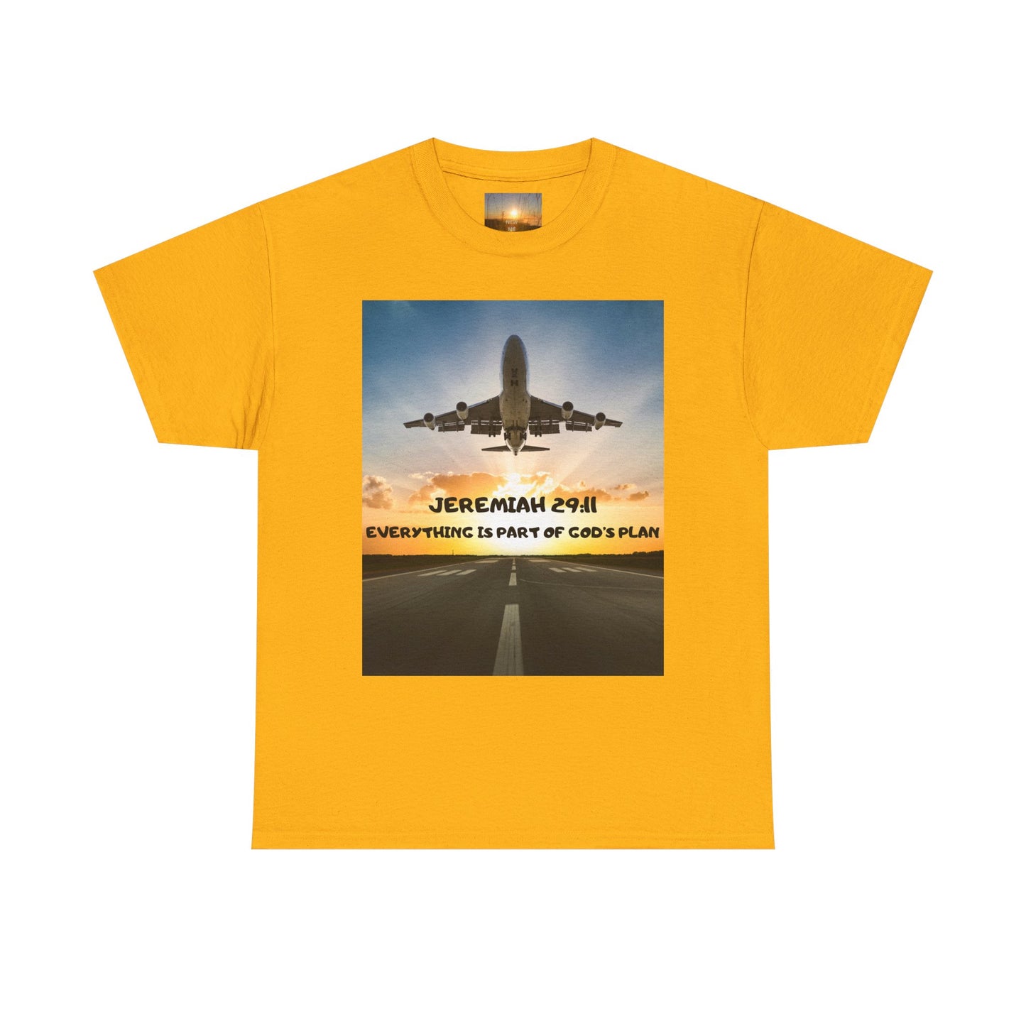 Faith Travel T‑Shirt — “Jeremiah 29:11 / Matthew 28:20” Inspirational Plane Tee