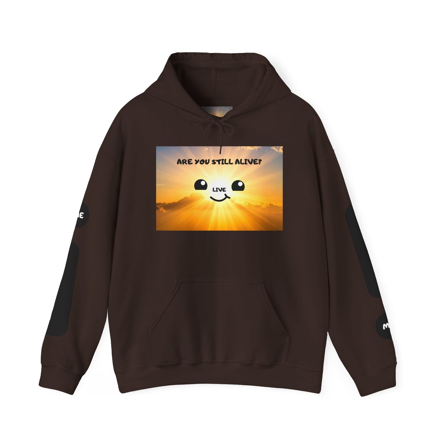 Smile Face Hoodie — "Are You Still Alive?" Sunrise Graphic Hooded Sweatshirt