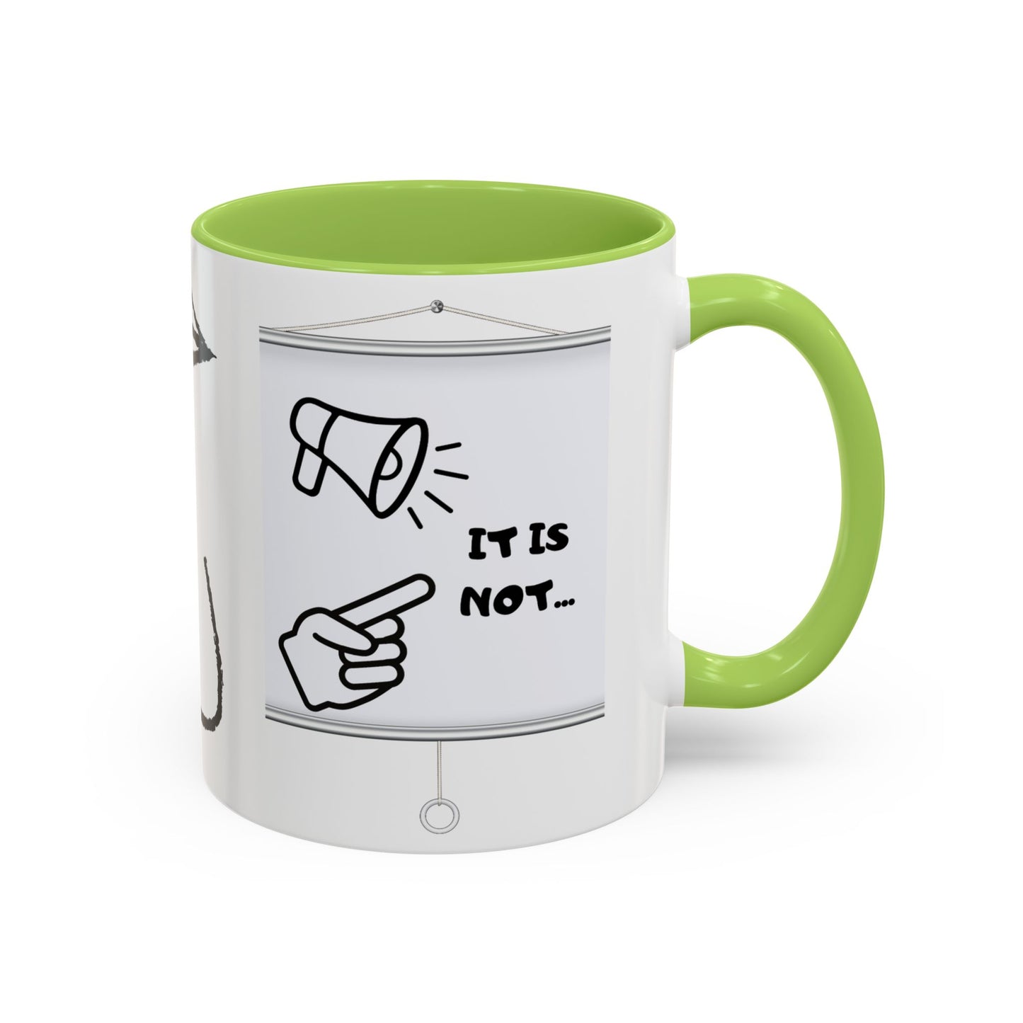 Accent Coffee Mug — Funny 'It Is Not your Fault' Doodle Cartoon Mug (11/15oz)