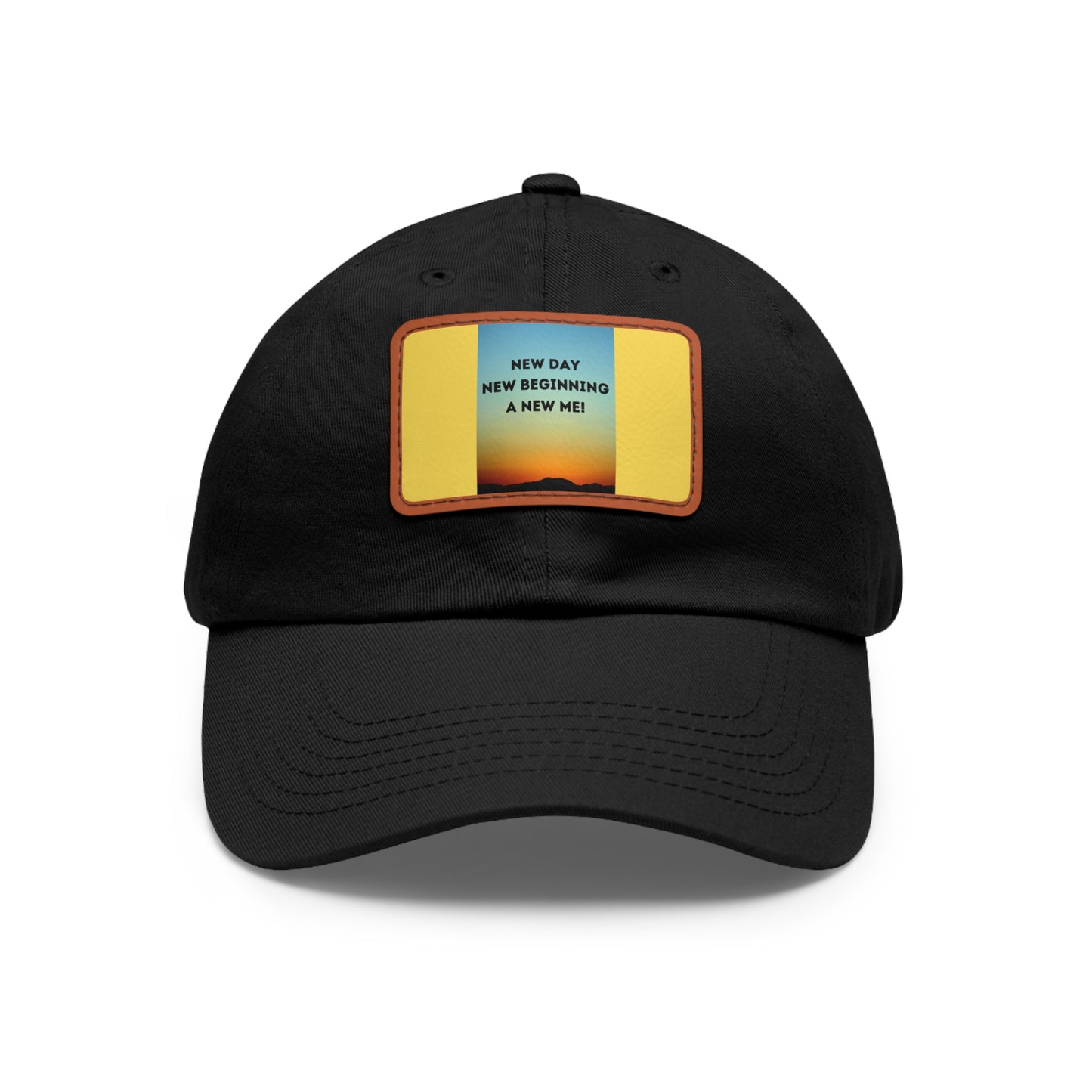 NEW DAY NEW BEGINNING A NEW ME Hat with Leather Patch (Rectangle)