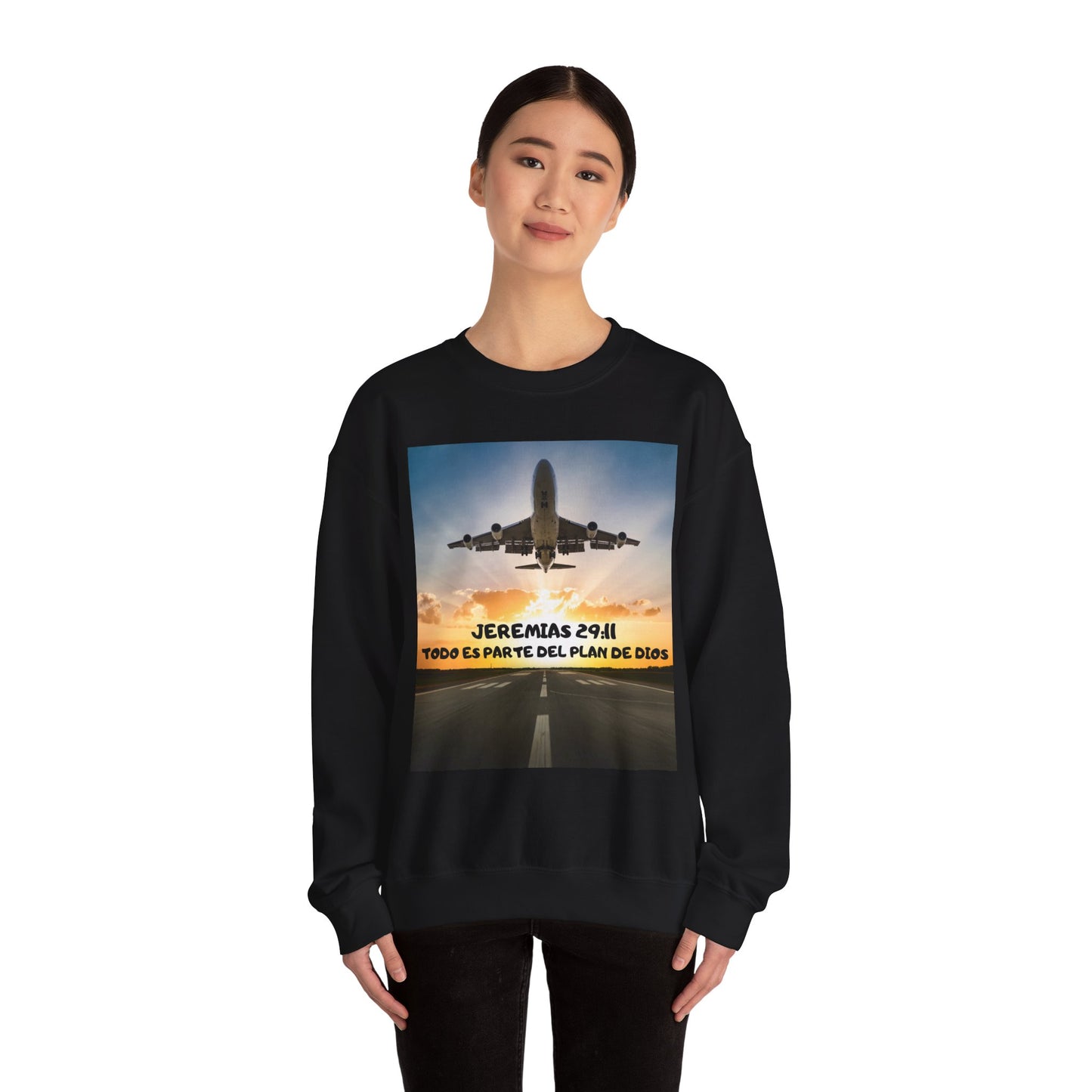 Christian Sweatshirt — Jeremías 29:11 & Mateo 28:20 Inspirational Crewneck