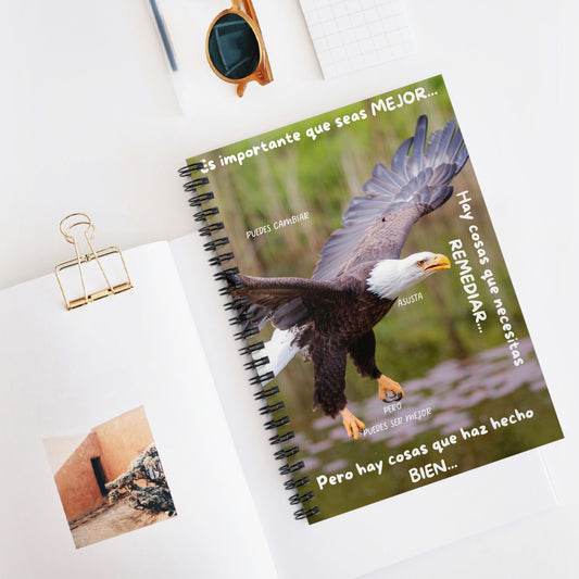 ES IMPORTANTE PUEDES CAMBIAR Inspirational Eagle Spiral Notebook for Goal Setting, Journaling, Writing, Gifts, Motivational Quotes