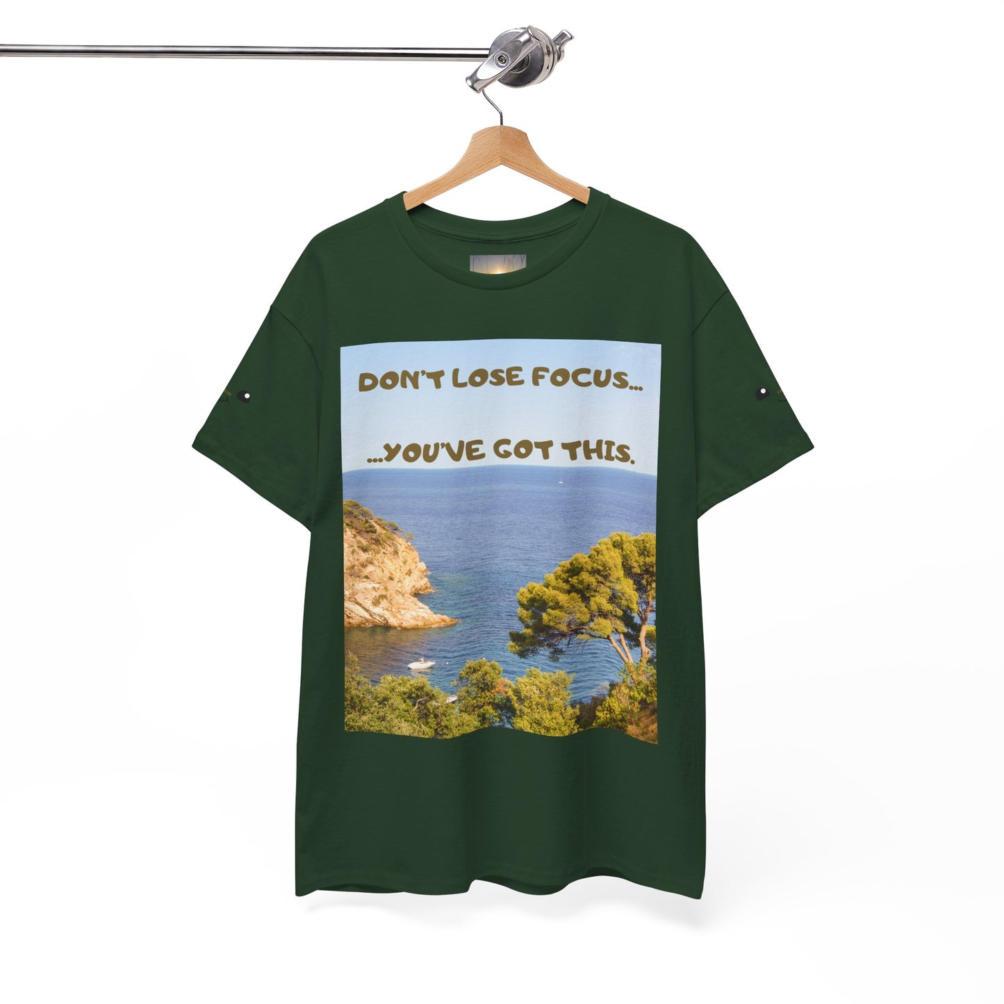 Motivational Tee — "Don't Lose Focus, You've Got This" Beach Graphic