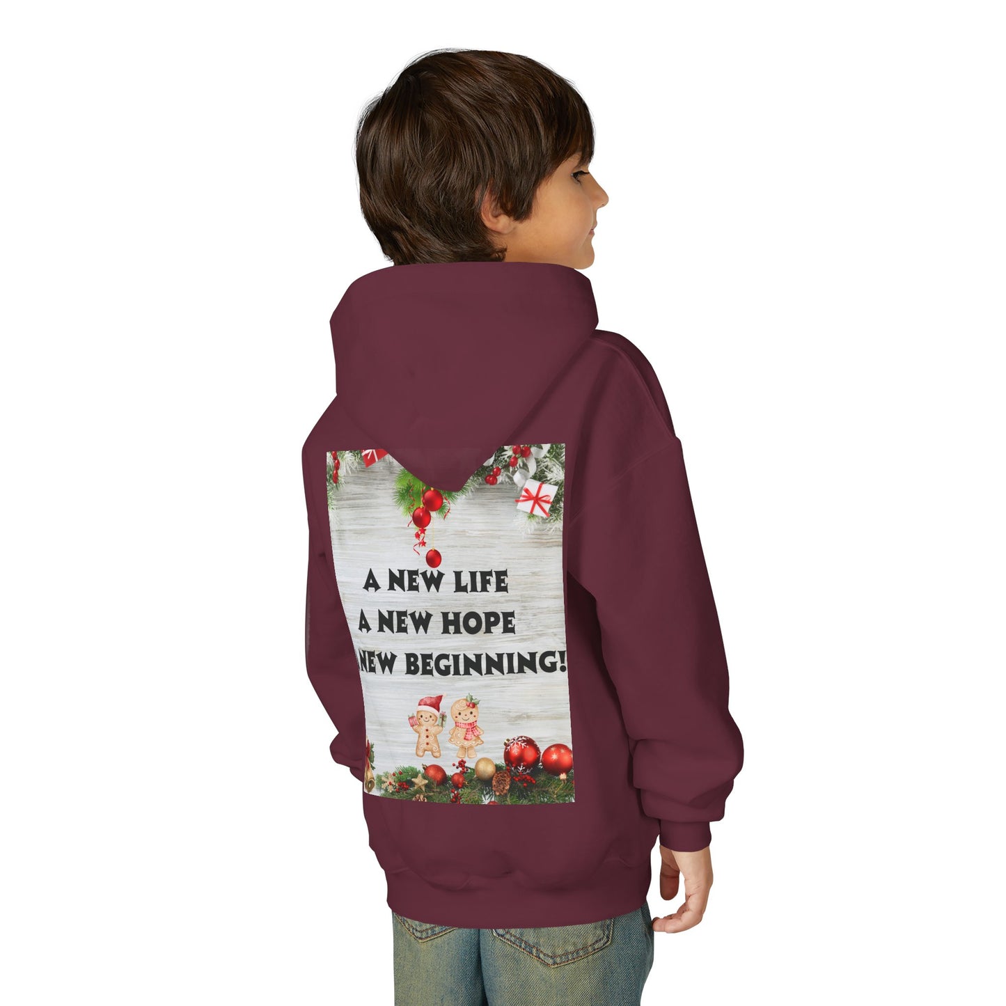 Youth Hooded Sweatshirt - Christmas Cheer, Cozy Holiday Gift, Festive Sweatshirt for Kids, Seasonal Wear, New Year Celebration