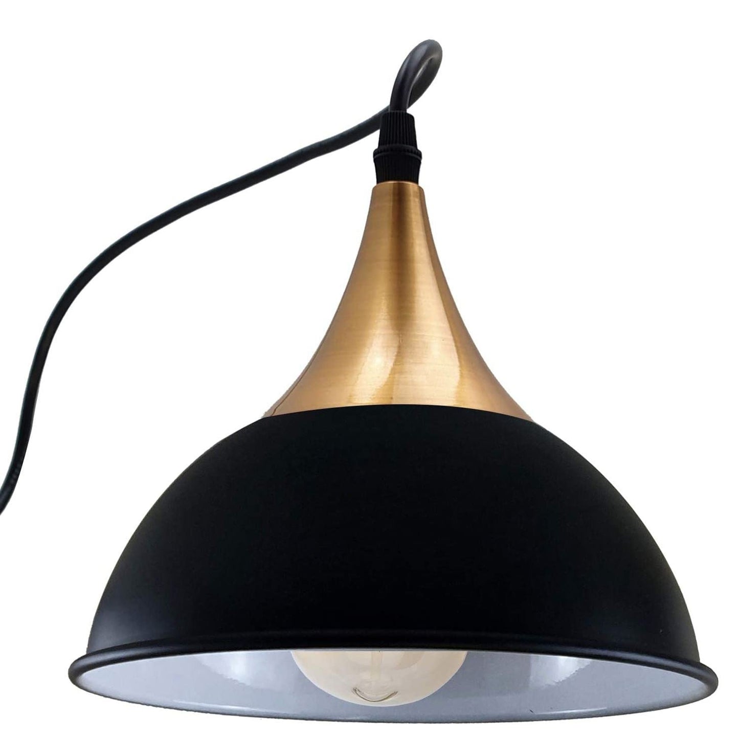 Retro Industrial 3Way Hanging Ceiling Pendant Light Black Dome Shape
