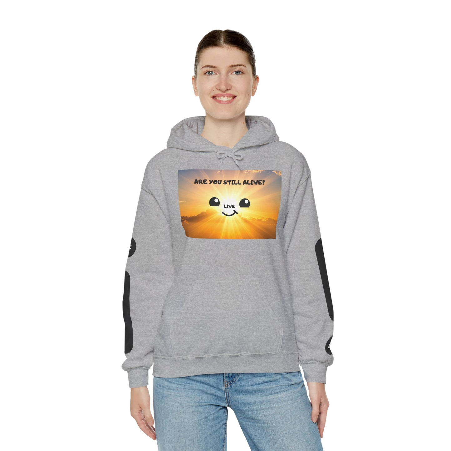 Smile Face Hoodie — "Are You Still Alive?" Sunrise Graphic Hooded Sweatshirt
