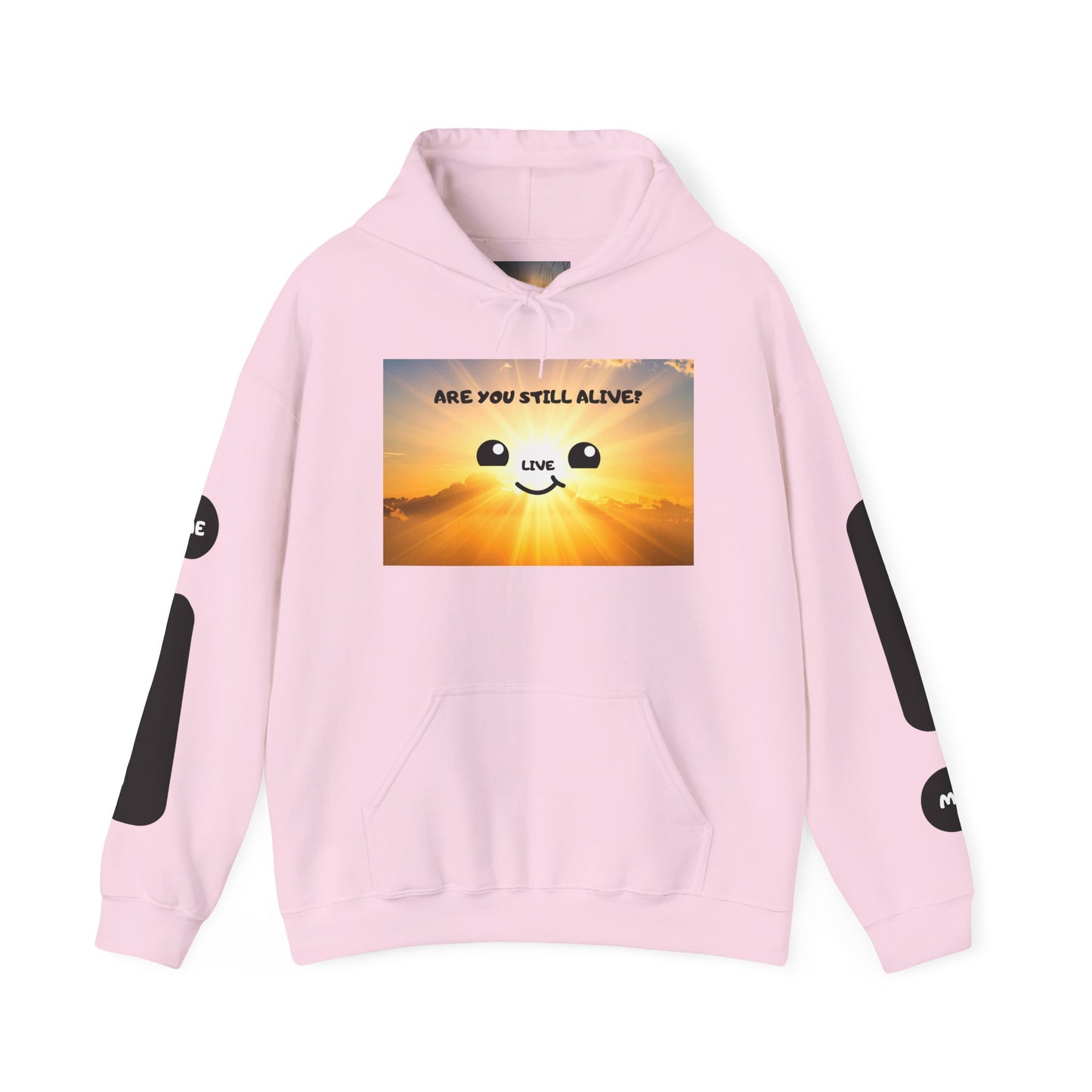 Smile Face Hoodie — "Are You Still Alive?" Sunrise Graphic Hooded Sweatshirt