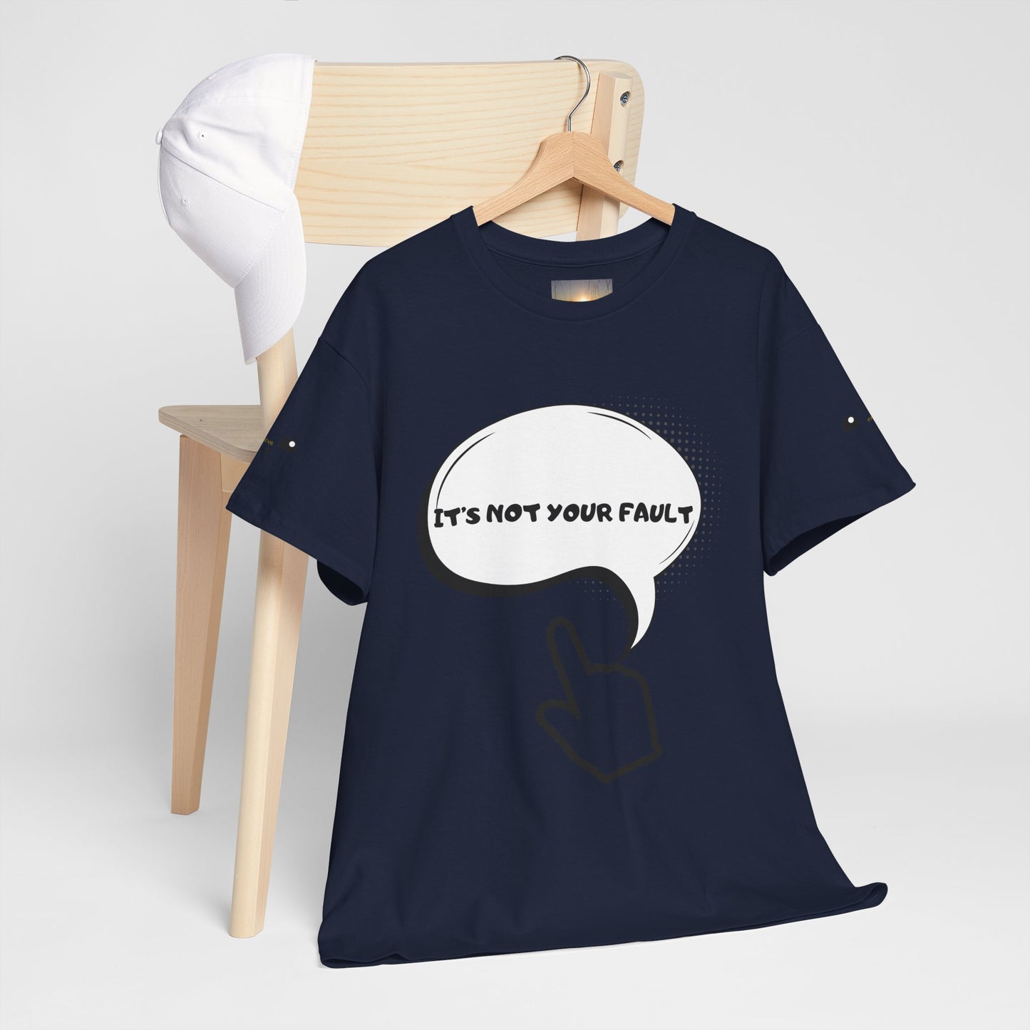Graphic Tee — "It's Not Your Fault" Comic-Style Pointing Design
