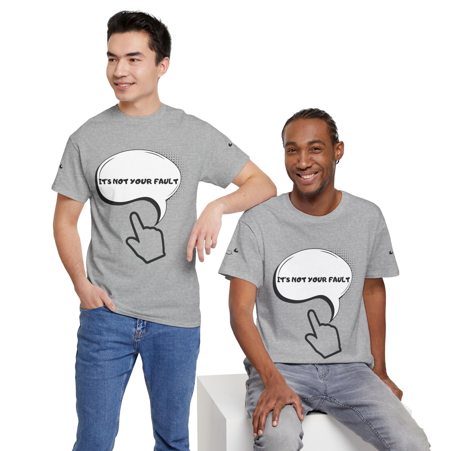 Graphic Tee — "It's Not Your Fault" Comic-Style Pointing Design