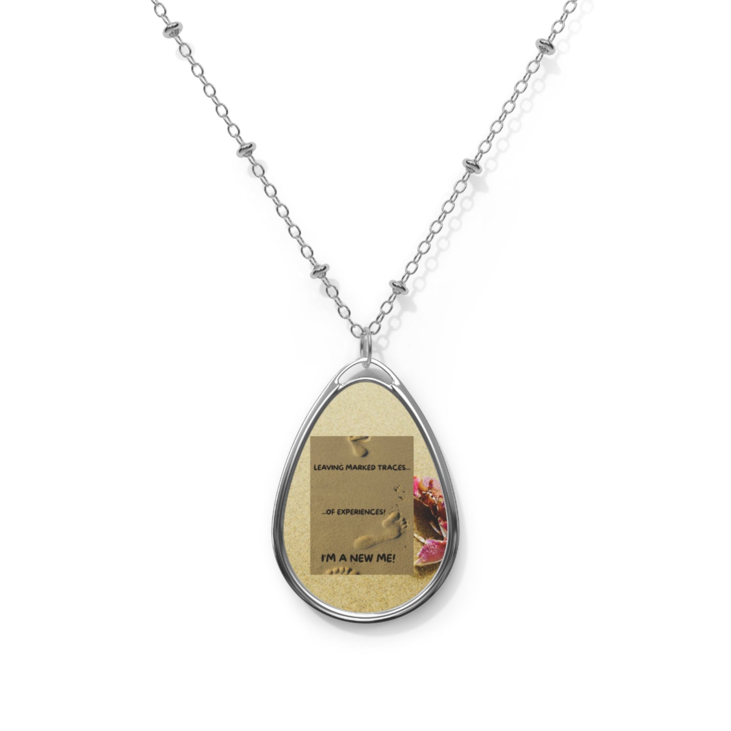 LEAVING MARKED Oval Necklace, Motivational Jewelry, Gift for Her, Self-Love Accessory, Encouragement Pendant
