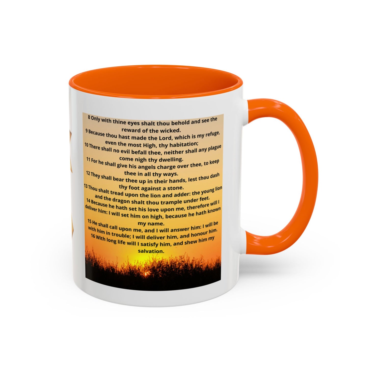 PSALM 91 Inspirational Lion Accent Coffee Mug | Motivational Gift, Scripture Mug, Unique Home Decor, Faith-Based Coffee Cup, Lion Design
