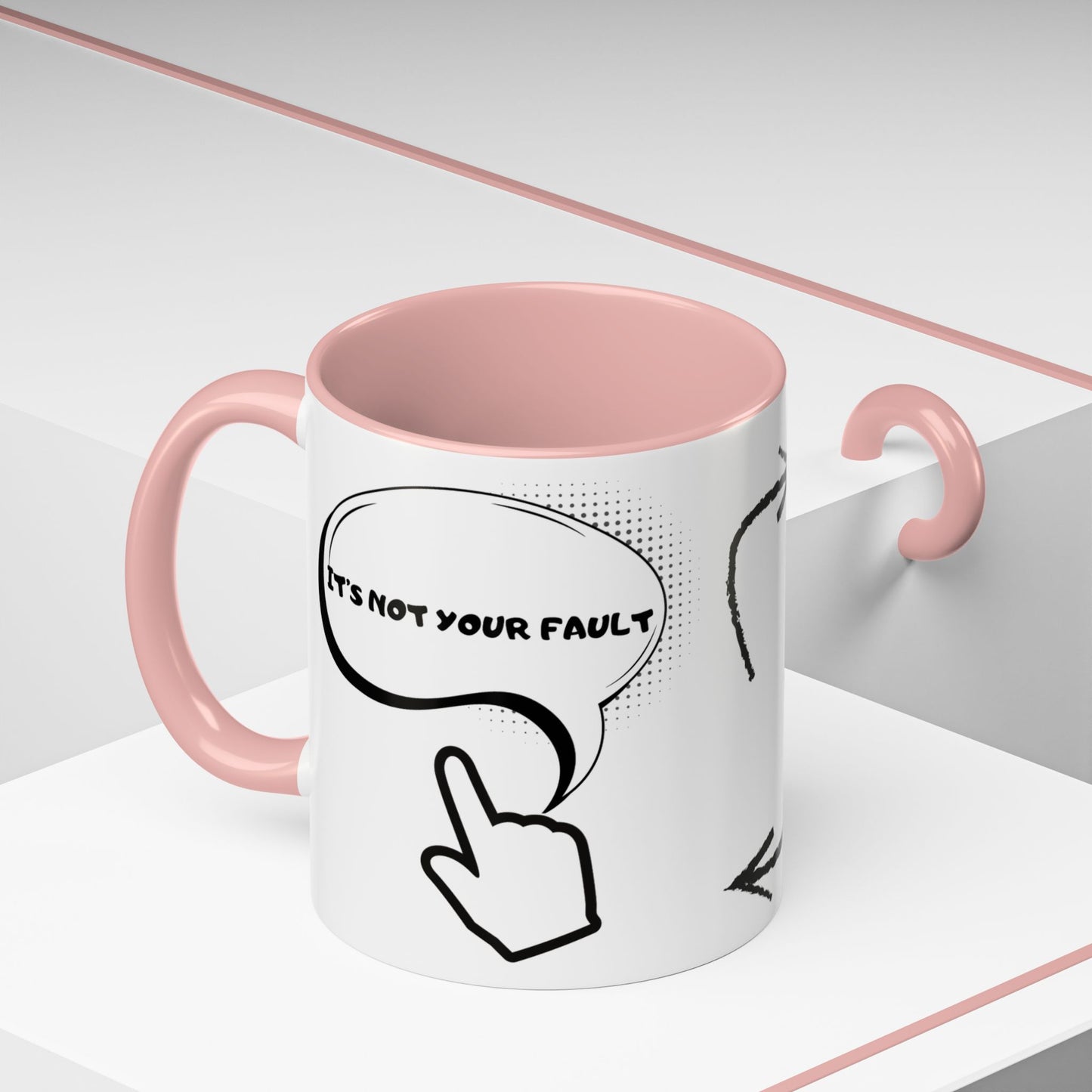 Accent Coffee Mug — Funny 'It Is Not your Fault' Doodle Cartoon Mug (11/15oz)