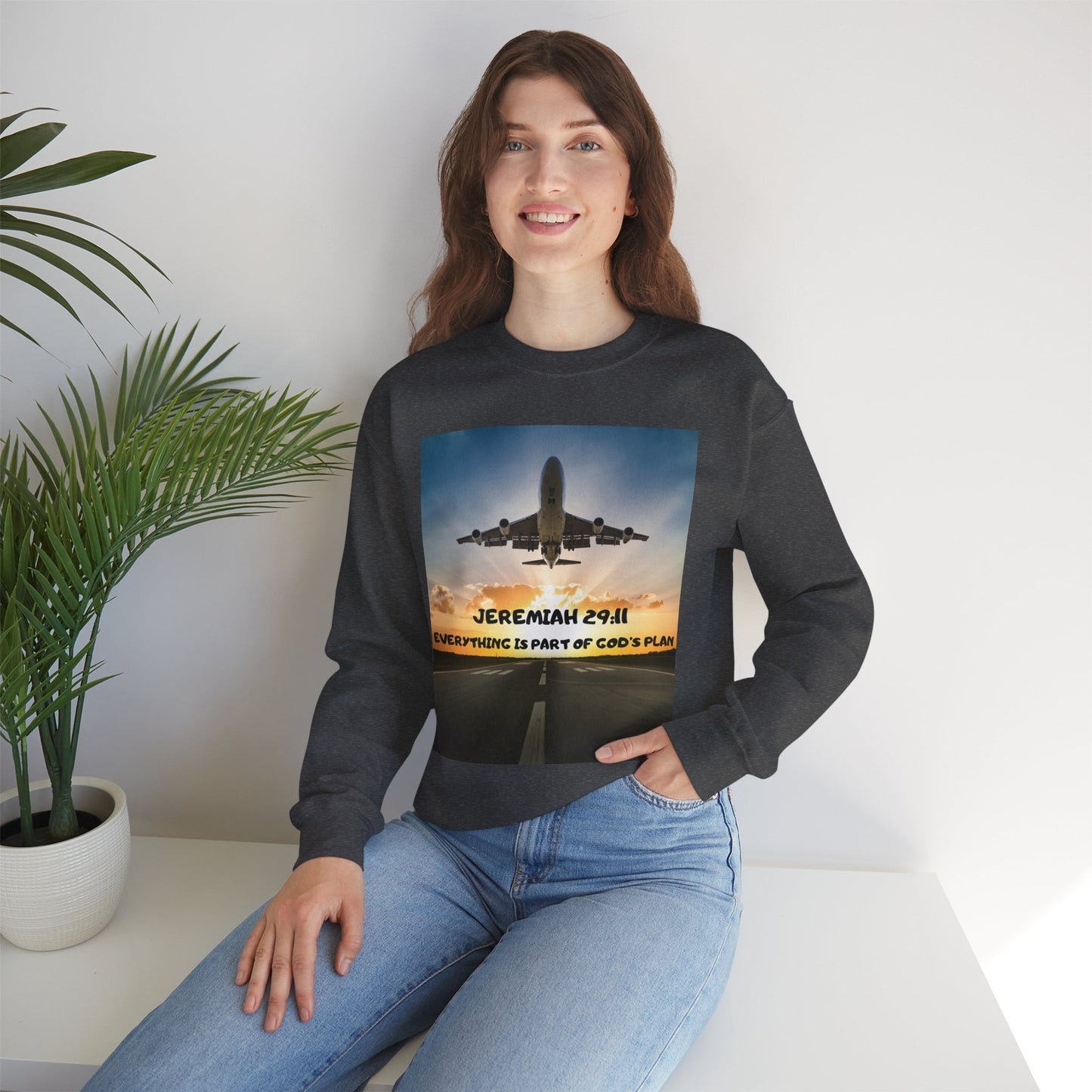 "Jeremiah 29:11 / Matthew 28:20" Christian Crewneck Inspirational Bible Verse Sweatshirt