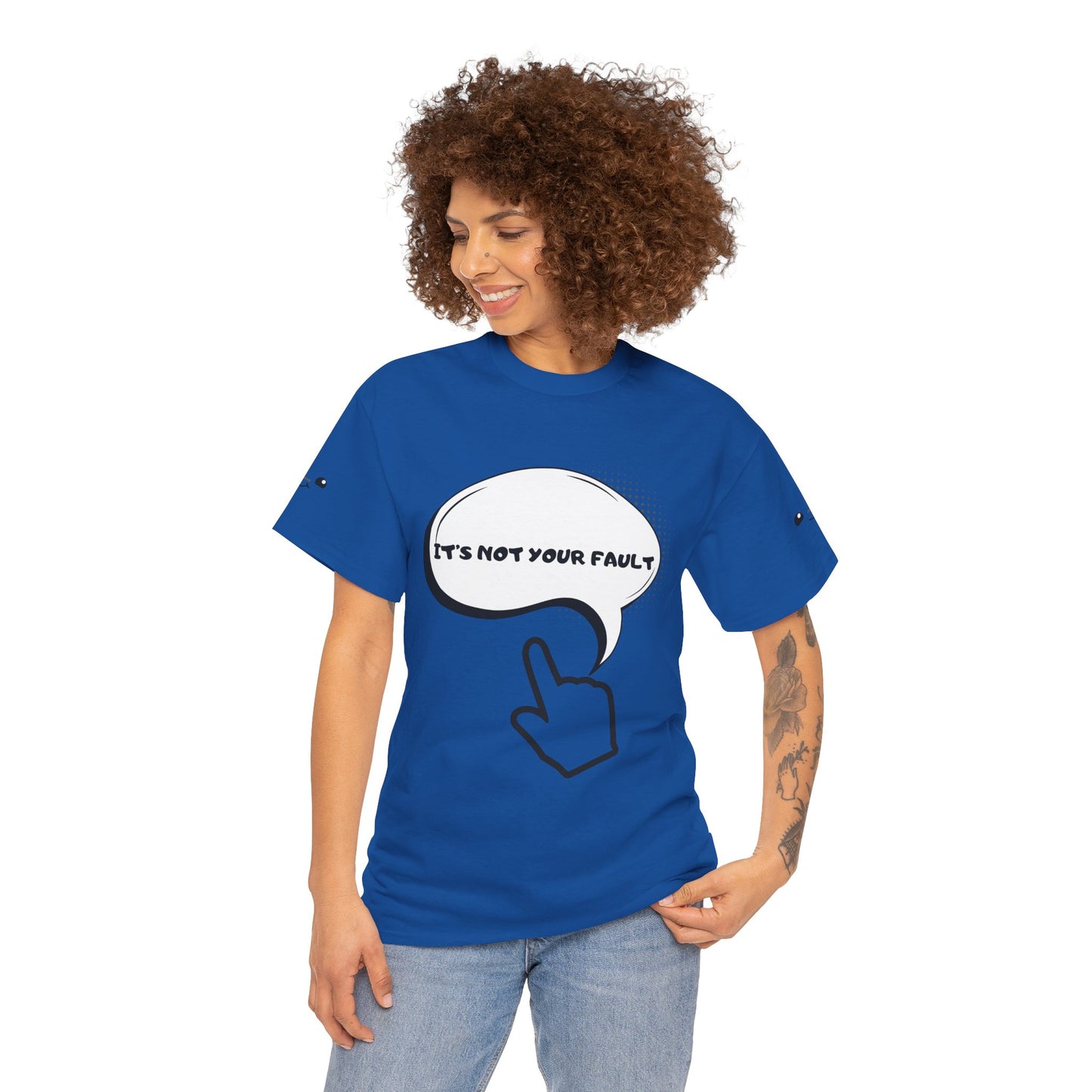 Graphic Tee — "It's Not Your Fault" Comic-Style Pointing Design
