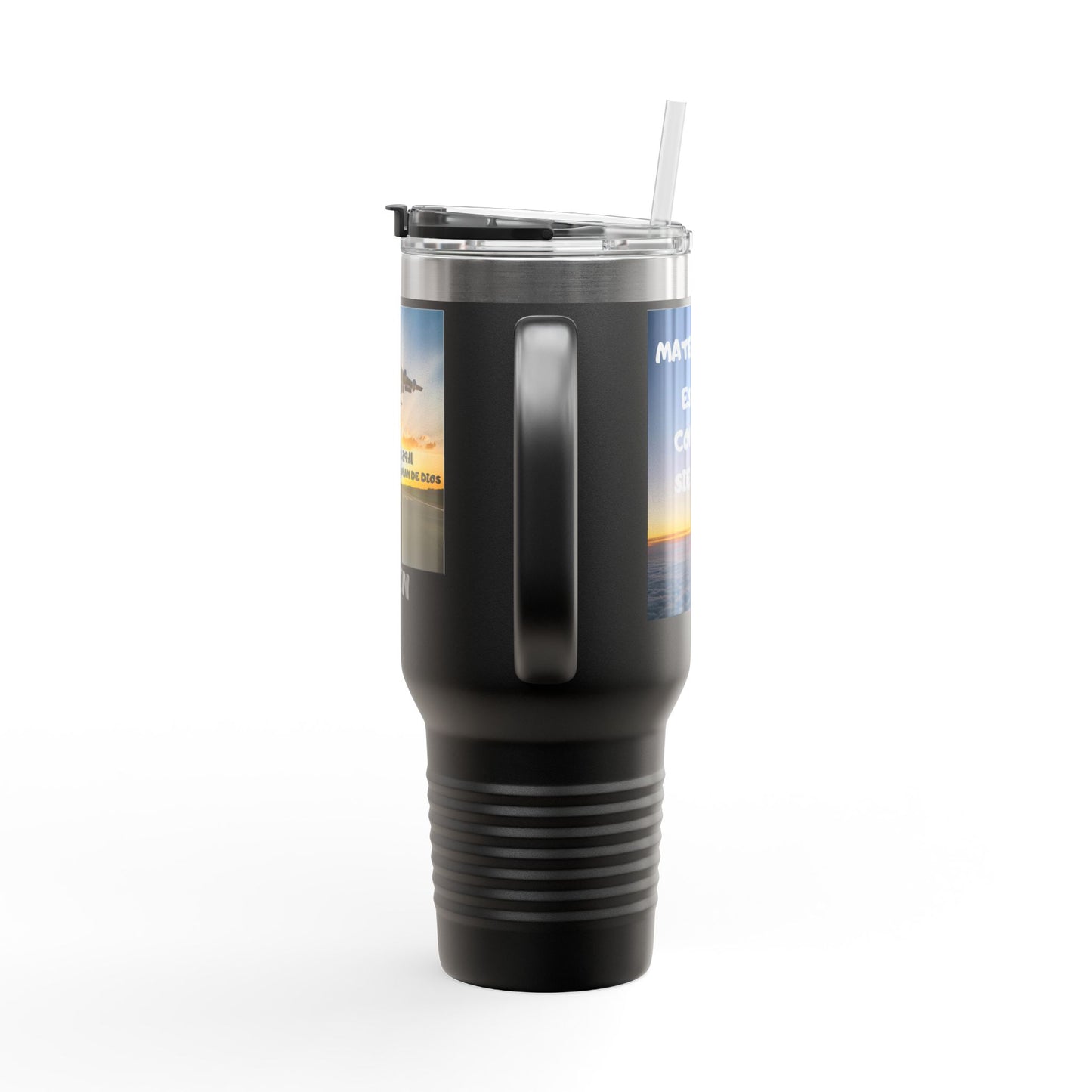 40oz Insulated Travel Mug — Airplane Sunset Design with "Amen" & Jeremiah 29:11 Verse