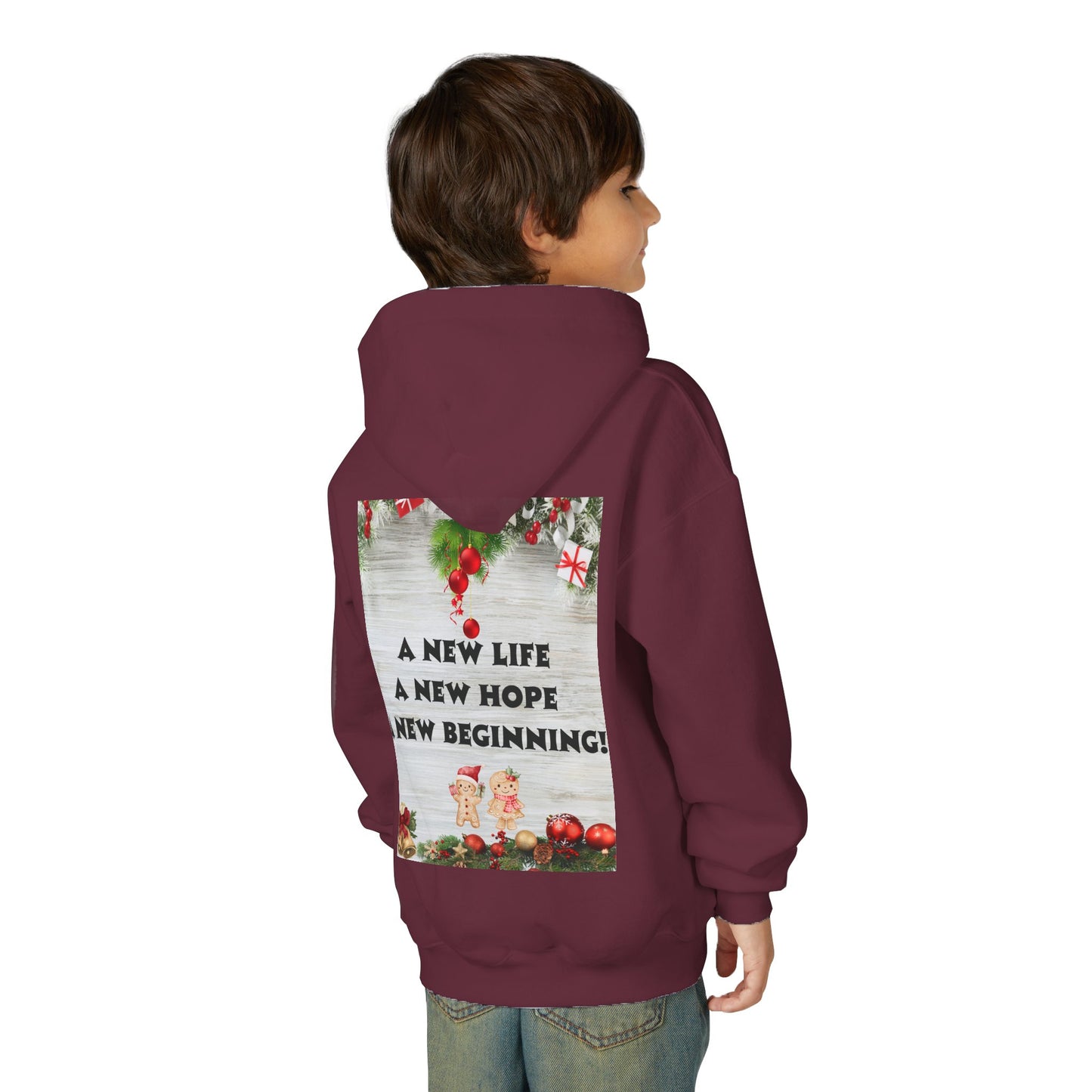 Youth Hooded Sweatshirt - Christmas Cheer, Cozy Holiday Gift, Festive Sweatshirt for Kids, Seasonal Wear, New Year Celebration