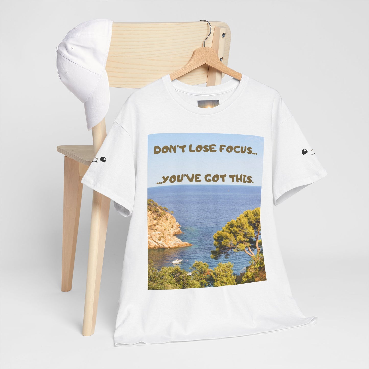 Motivational Tee — "Don't Lose Focus, You've Got This" Beach Graphic