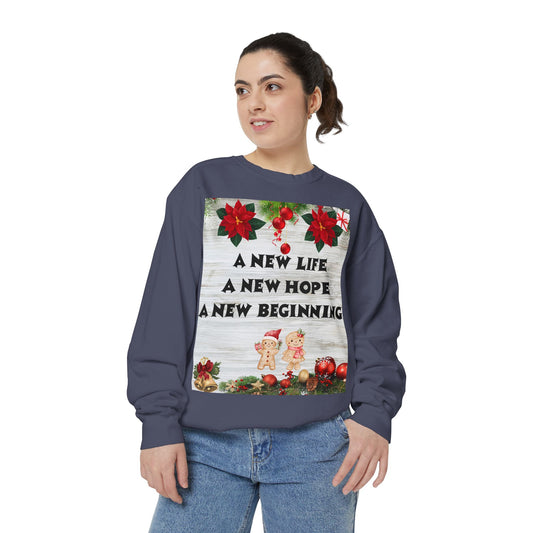 Cozy Holiday Sweatshirt - A New Life, New Hope, New Beginning, Christmas Gift, Unisex Apparel, Festive Wear, Winter Fashion
