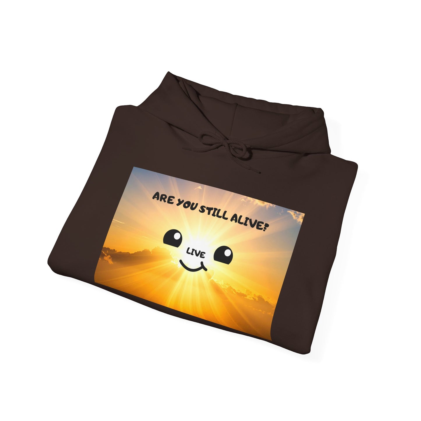 Smile Face Hoodie — "Are You Still Alive?" Sunrise Graphic Hooded Sweatshirt