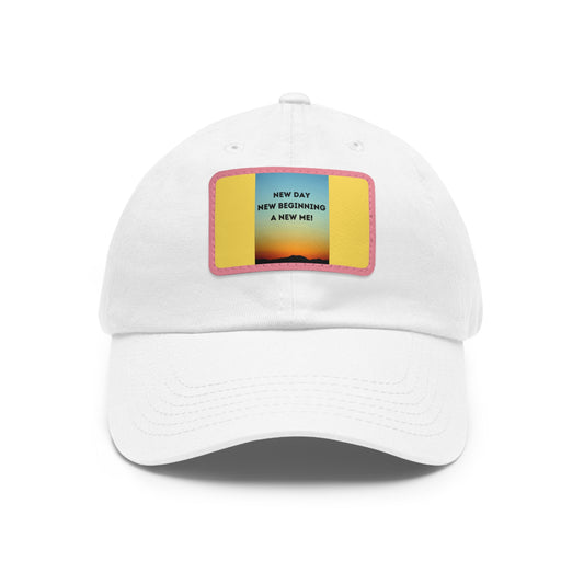 NEW DAY NEW BEGINNING A NEW ME Hat with Leather Patch (Rectangle)