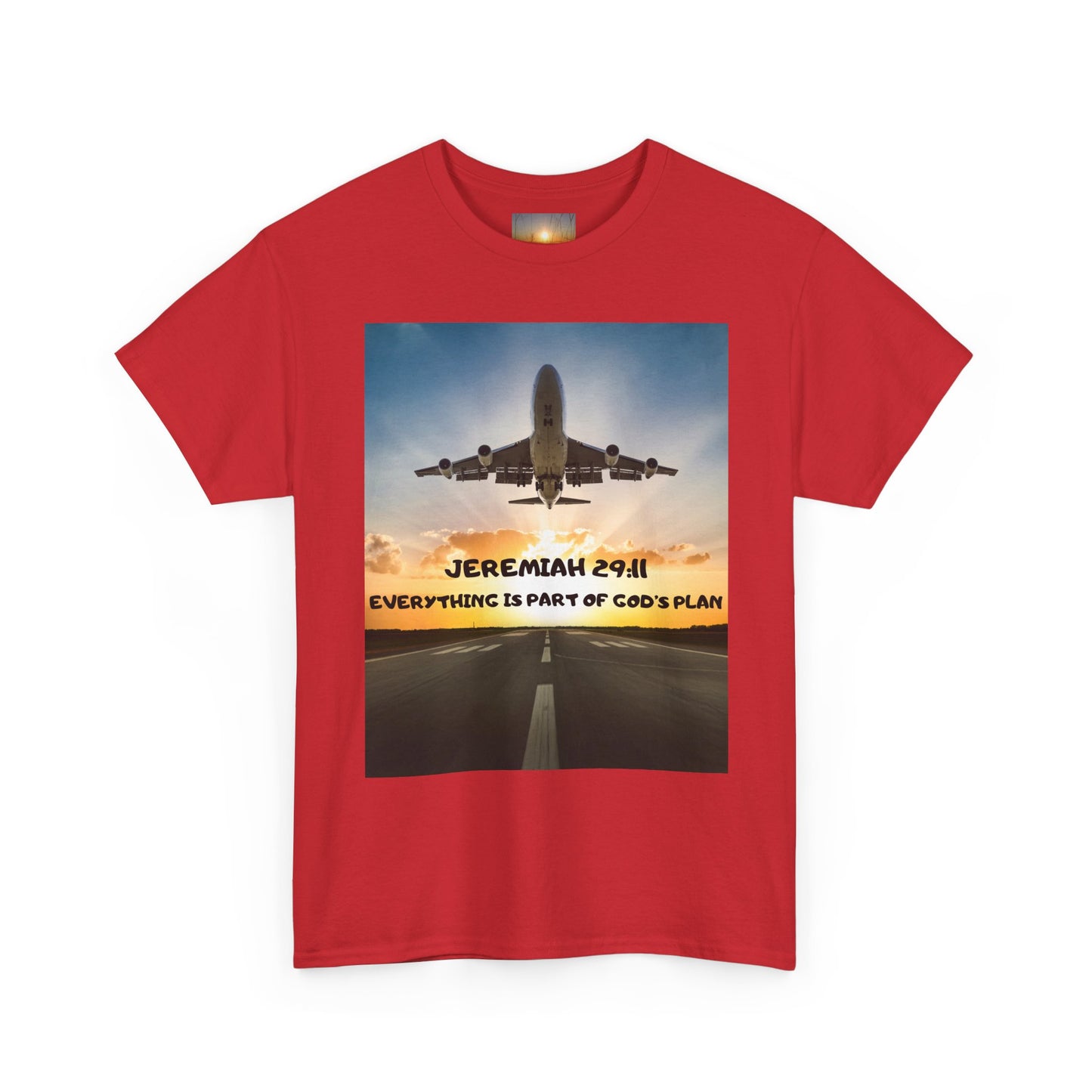 Faith Travel T‑Shirt — “Jeremiah 29:11 / Matthew 28:20” Inspirational Plane Tee