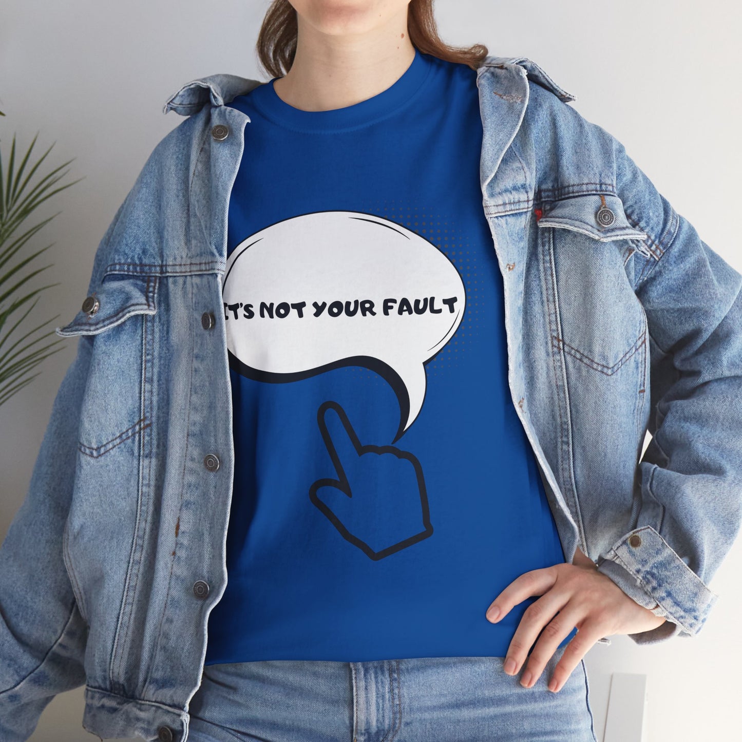 Graphic Tee — "It's Not Your Fault" Comic-Style Pointing Design