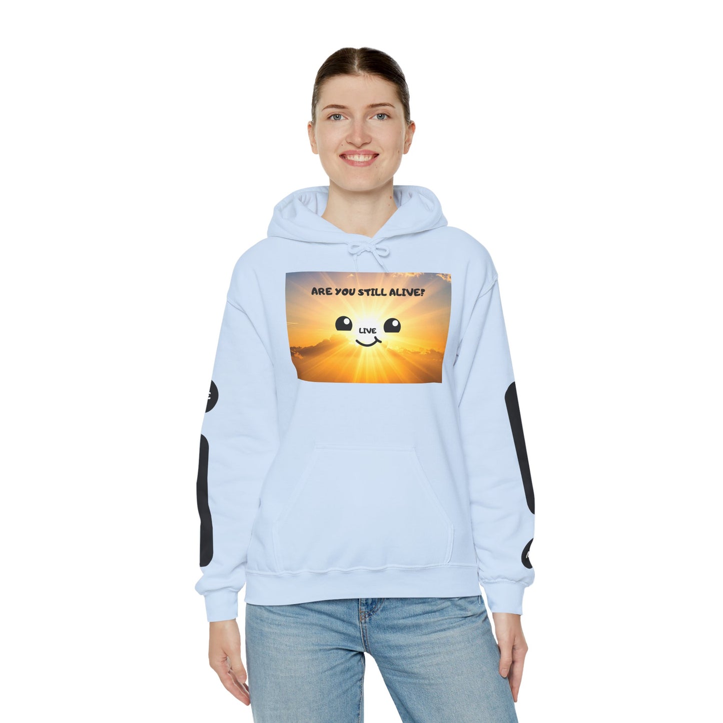 Smile Face Hoodie — "Are You Still Alive?" Sunrise Graphic Hooded Sweatshirt