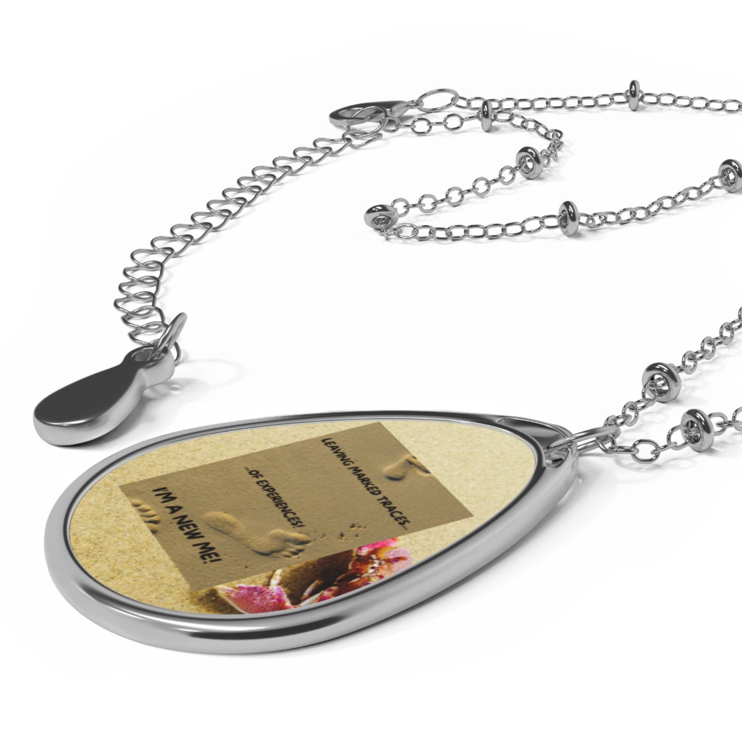 LEAVING MARKED Oval Necklace, Motivational Jewelry, Gift for Her, Self-Love Accessory, Encouragement Pendant