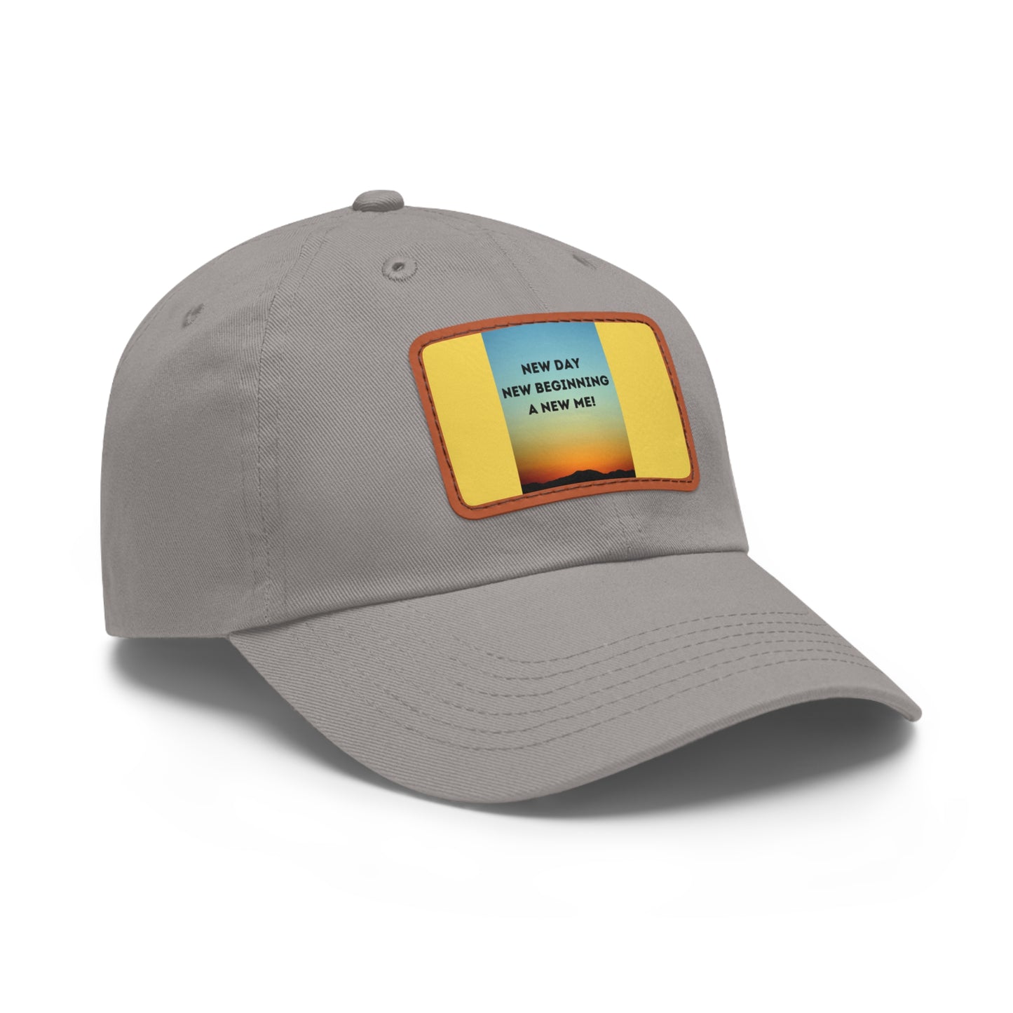 NEW DAY NEW BEGINNING A NEW ME Hat with Leather Patch (Rectangle)