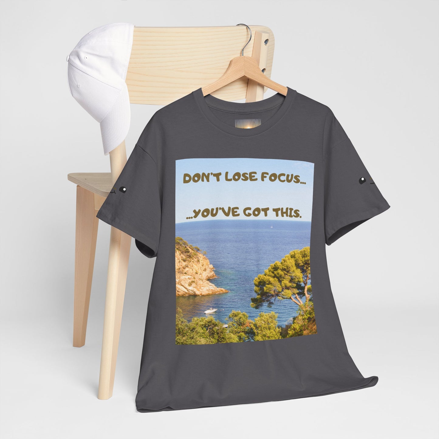 Motivational Tee — "Don't Lose Focus, You've Got This" Beach Graphic