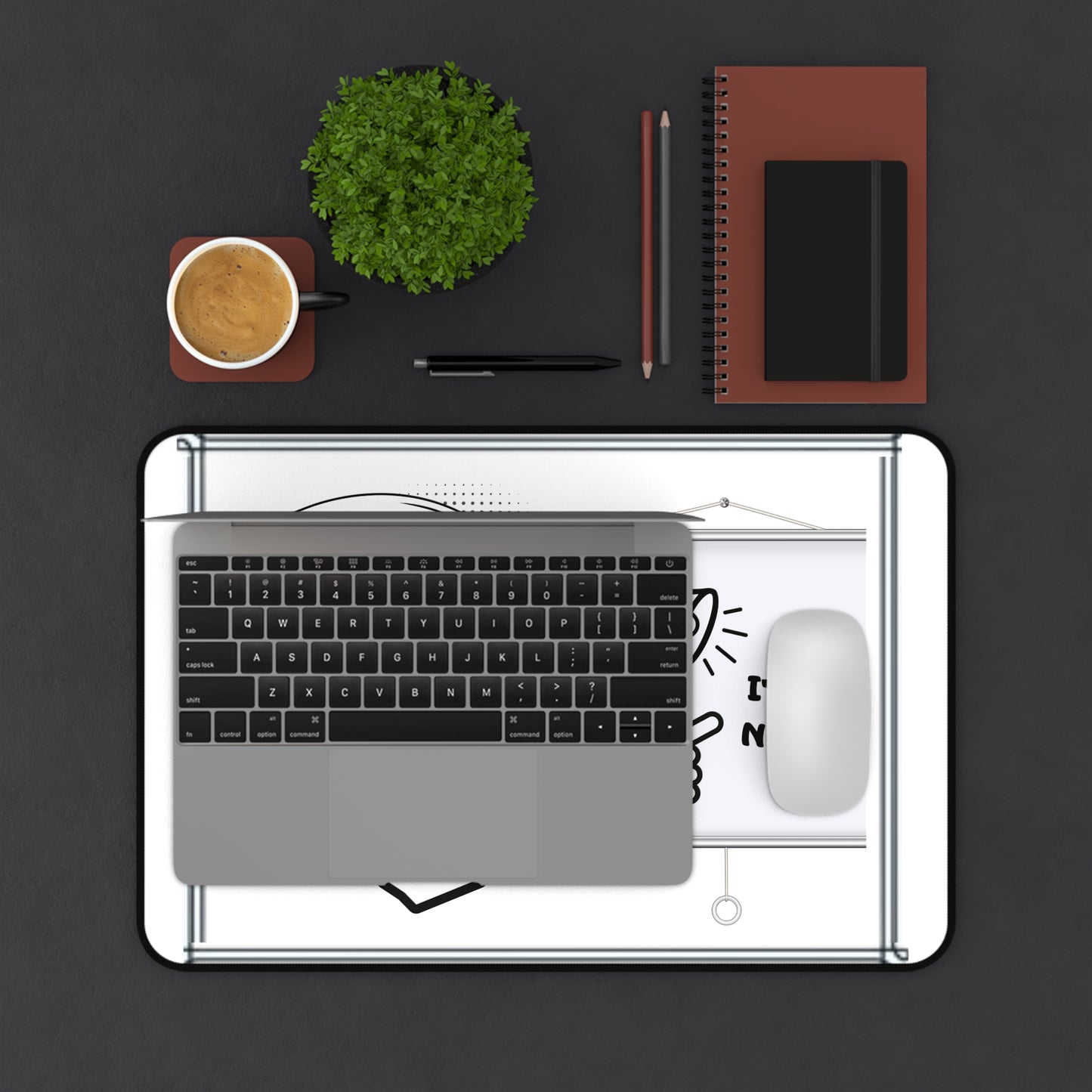 Desk Mat — Minimalist Comic Speech Bubble "It's Not Your Fault" Motivational Mouse Pad