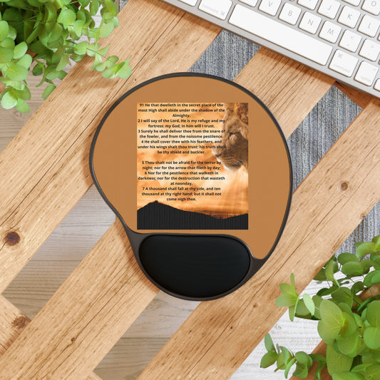 PSALMS 91 Comfortable Mouse Pad with Wrist Rest, Inspirational Desk Accessory, Office Gift, Cat Lover Gift, Motivational Office Decor