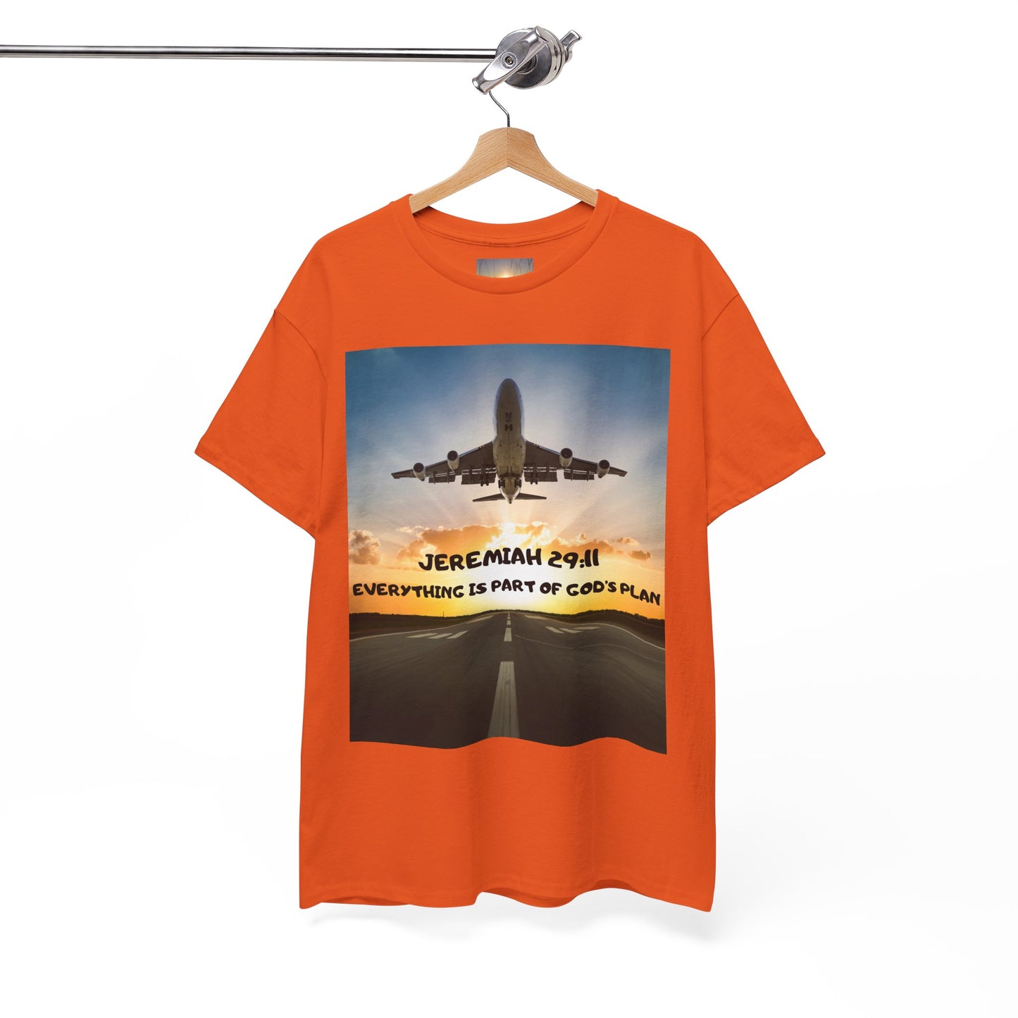 Faith Travel T‑Shirt — “Jeremiah 29:11 / Matthew 28:20” Inspirational Plane Tee