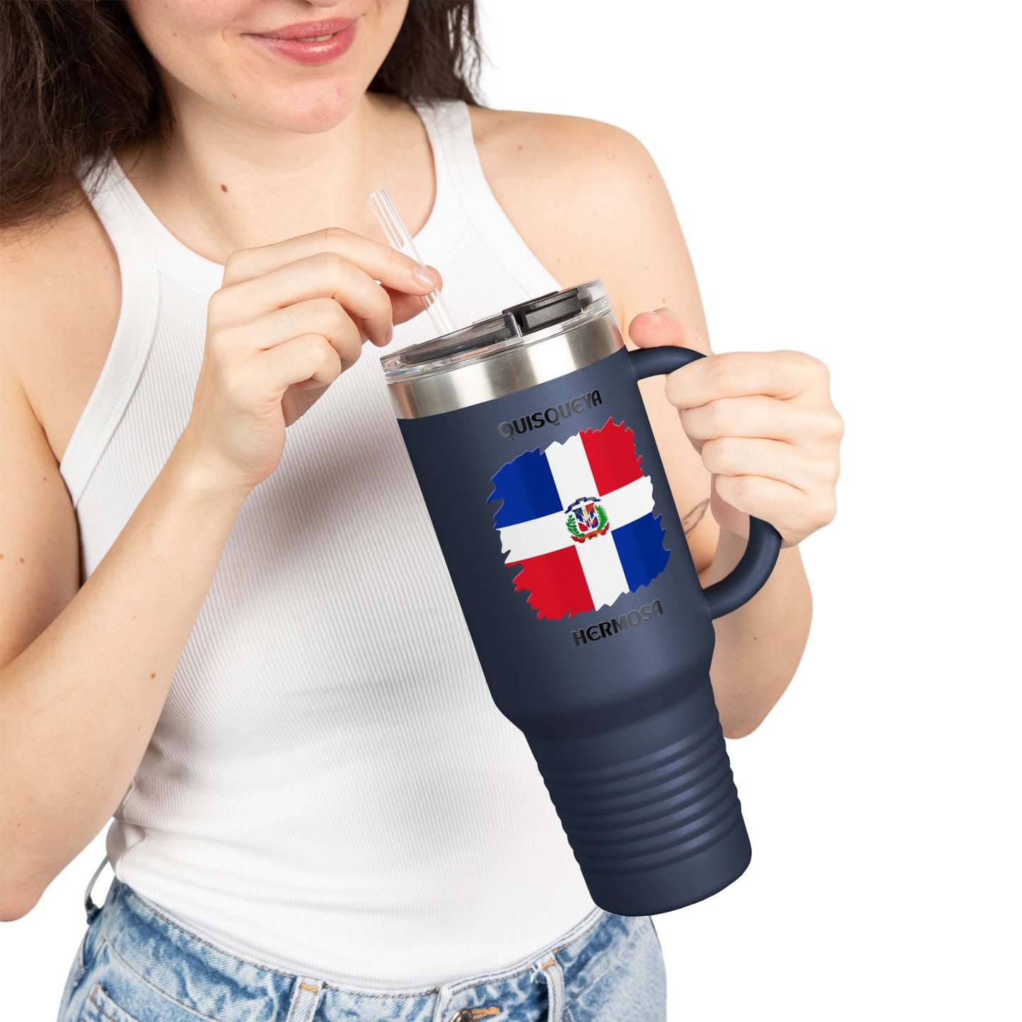 Dominican Republic Insulated Travel Mug, Caribbean Travel Cup, Beach Lover Gift, Quisqueya Hermosa Thermos, Vacation Essential, Summer [...]