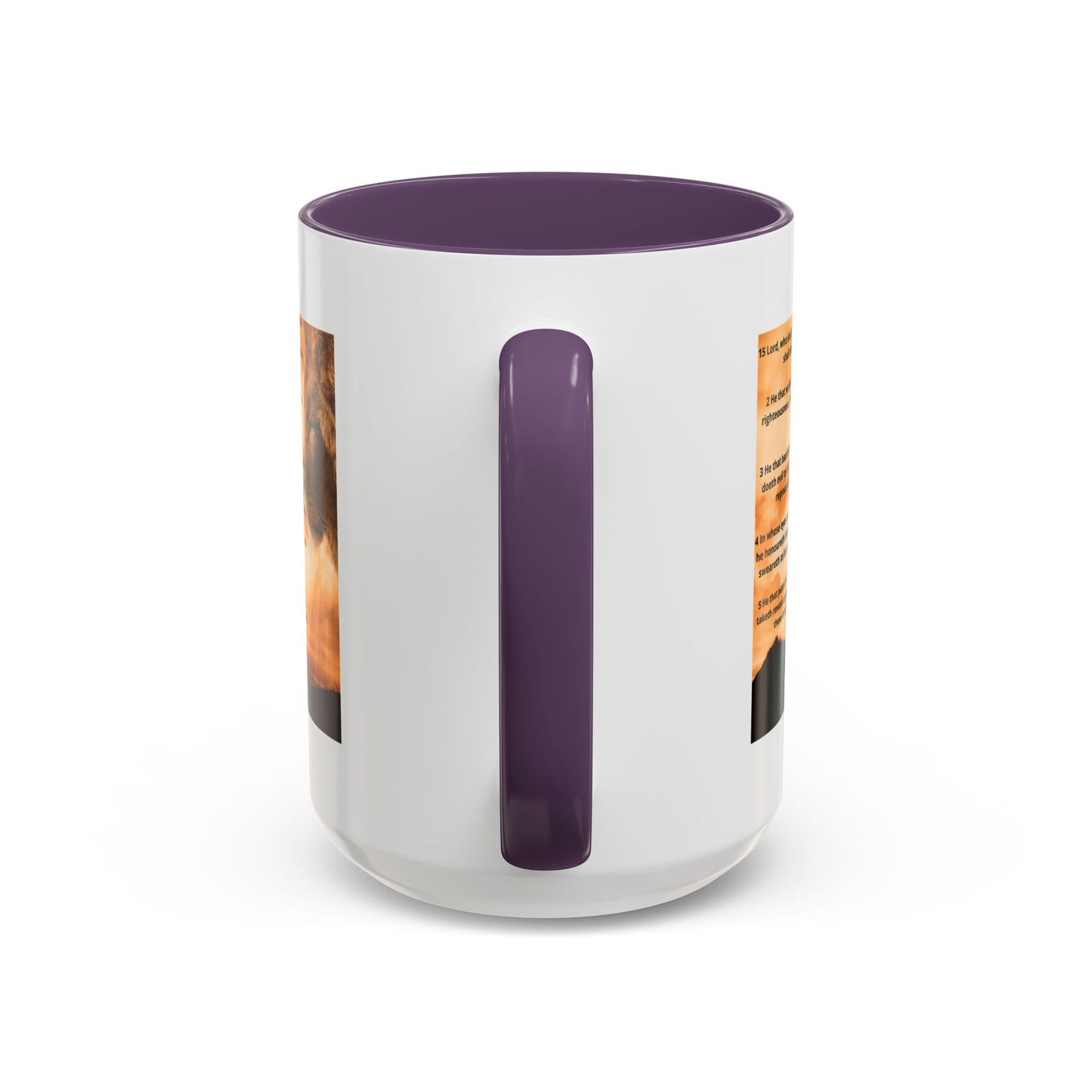 PSALM 15 ENG / SPA Inspirational Lion Accent Coffee Mug | Faith Mug, Motivational Gift, Nature Lover's Cup, Home Decor, Office Drinkware