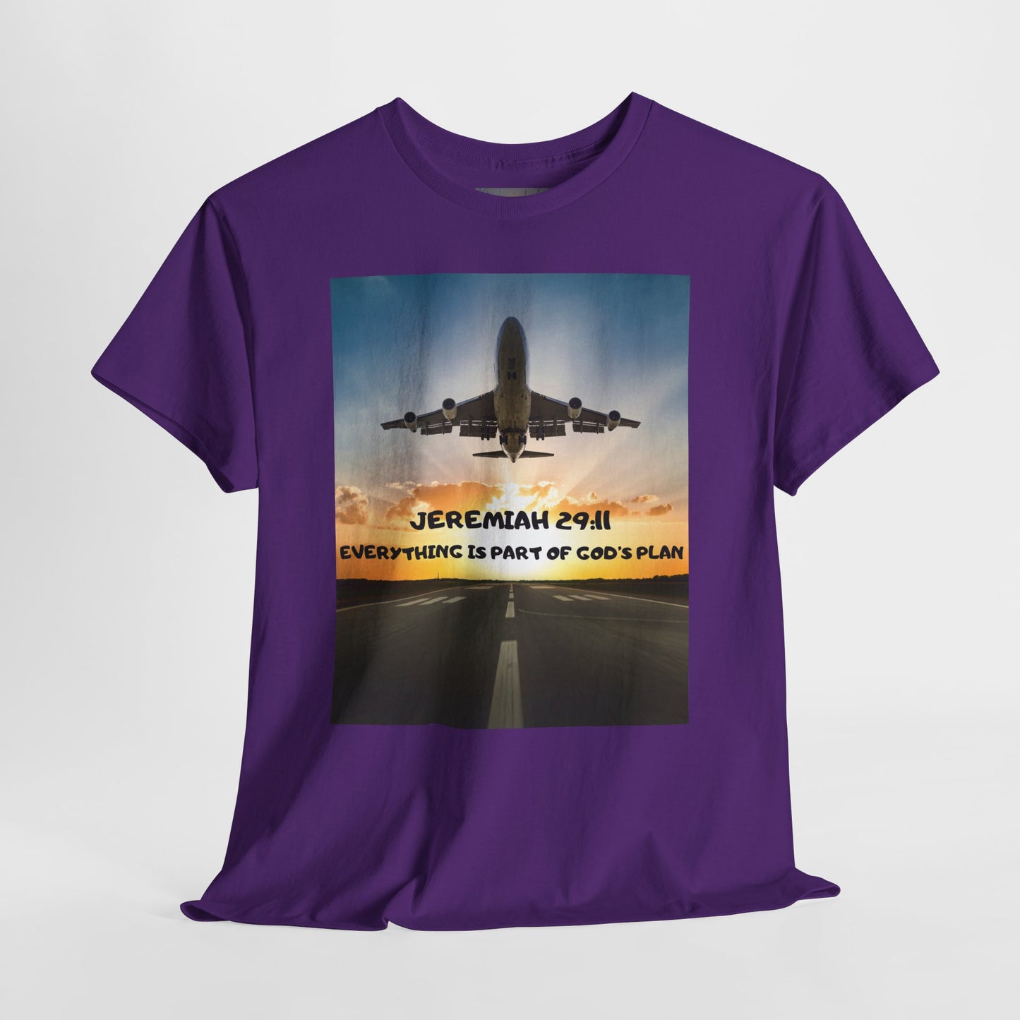 Faith Travel T‑Shirt — “Jeremiah 29:11 / Matthew 28:20” Inspirational Plane Tee