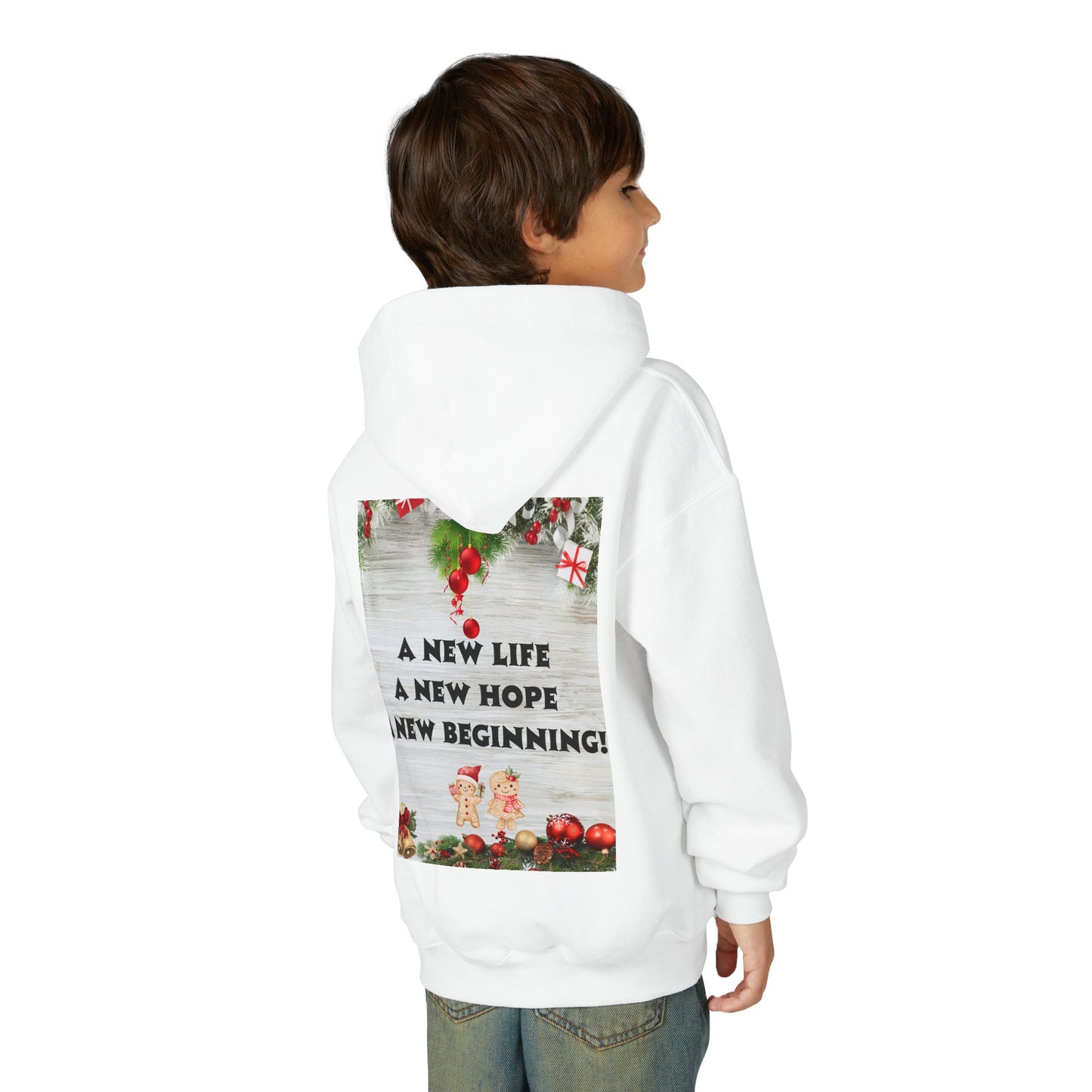Youth Hooded Sweatshirt - Christmas Cheer, Cozy Holiday Gift, Festive Sweatshirt for Kids, Seasonal Wear, New Year Celebration