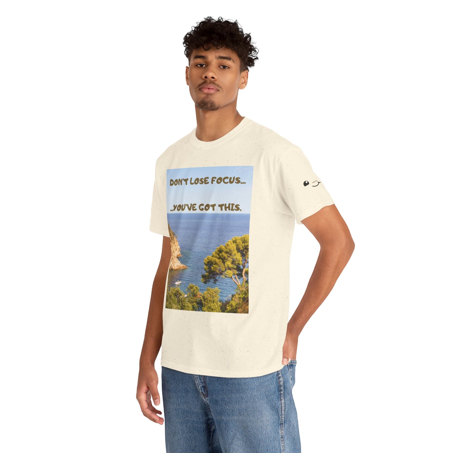 Motivational Tee — "Don't Lose Focus, You've Got This" Beach Graphic
