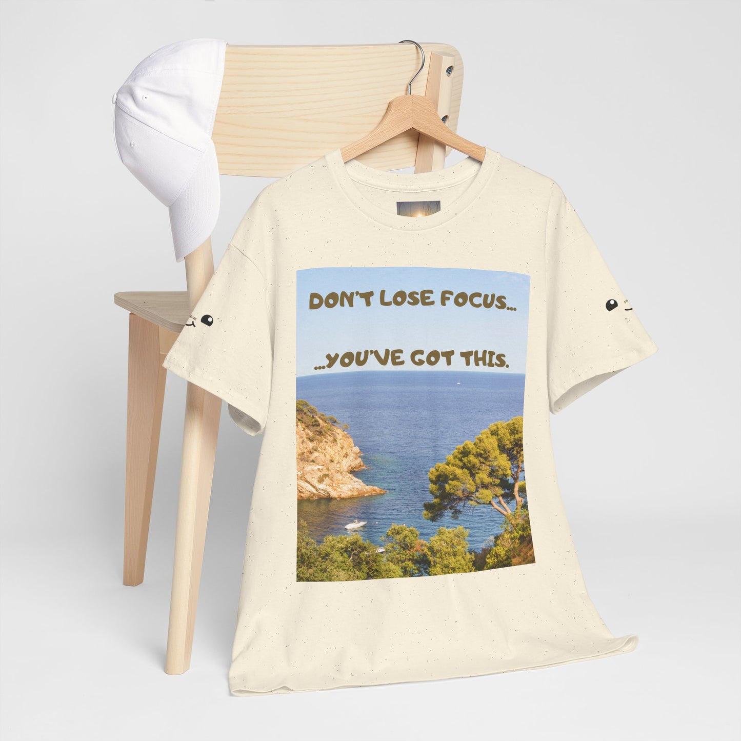 Motivational Tee — "Don't Lose Focus, You've Got This" Beach Graphic