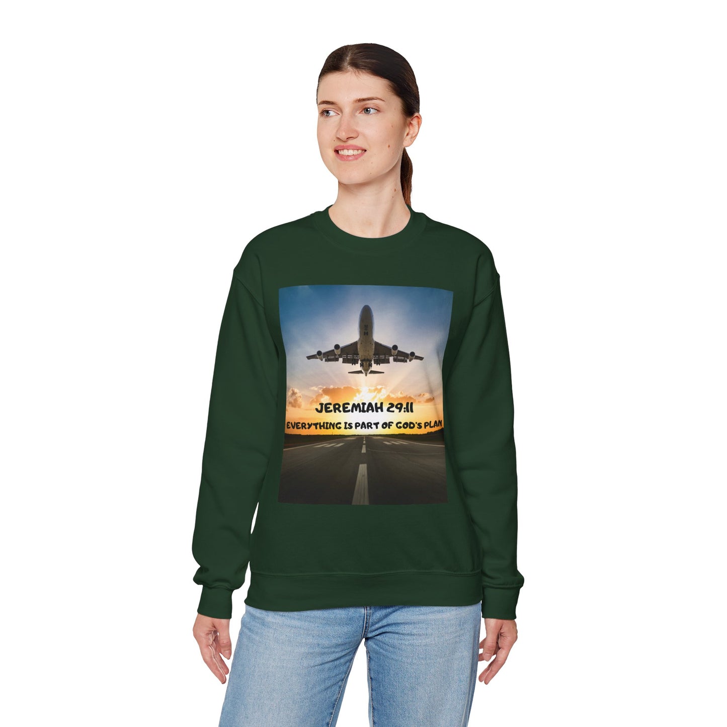 "Jeremiah 29:11 / Matthew 28:20" Christian Crewneck Inspirational Bible Verse Sweatshirt