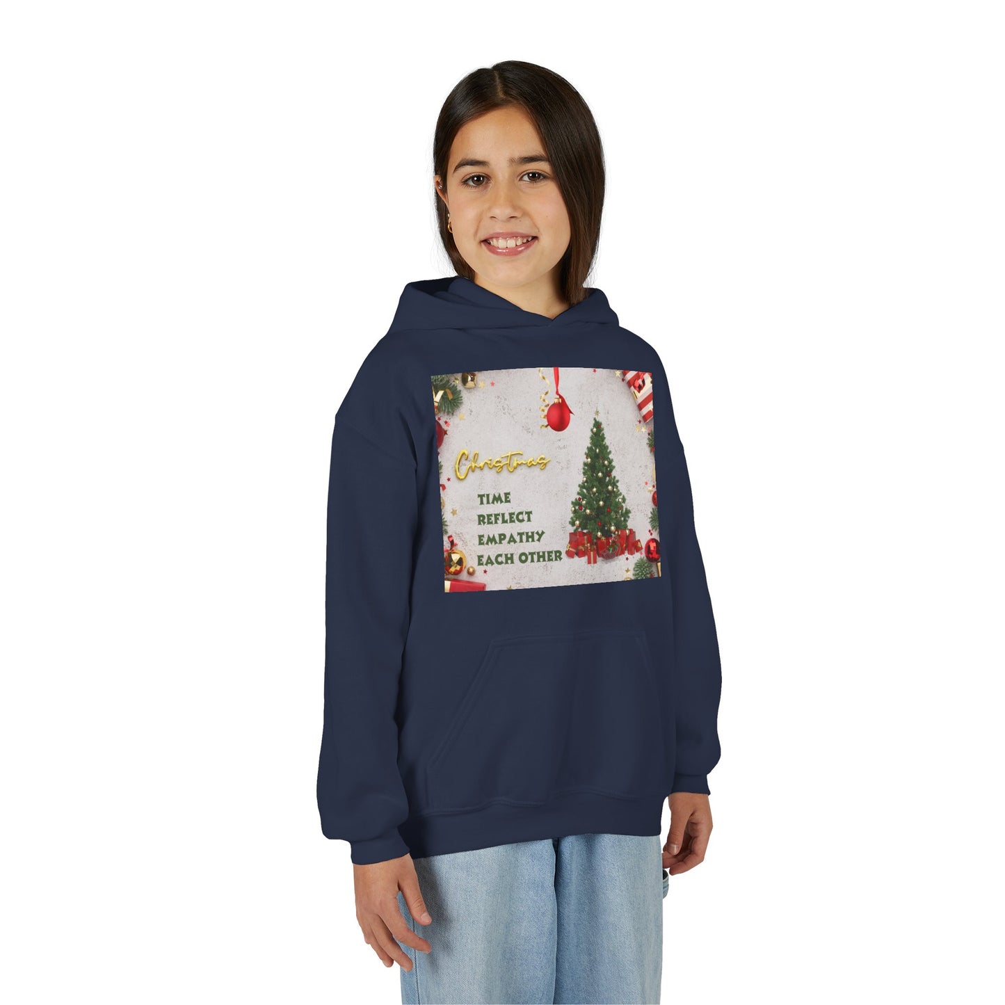 Youth Hooded Sweatshirt - Christmas Cheer, Cozy Holiday Gift, Festive Sweatshirt for Kids, Seasonal Wear, New Year Celebration