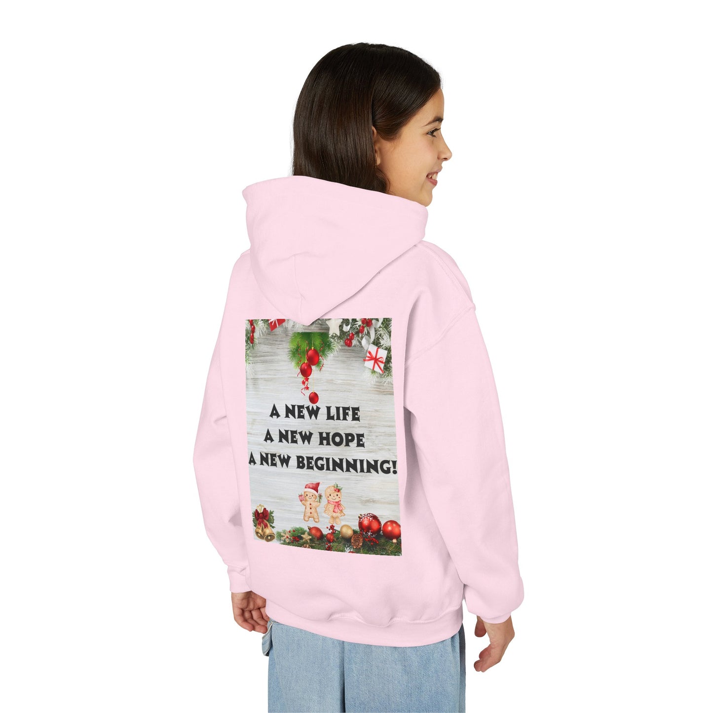 Youth Hooded Sweatshirt - Christmas Cheer, Cozy Holiday Gift, Festive Sweatshirt for Kids, Seasonal Wear, New Year Celebration